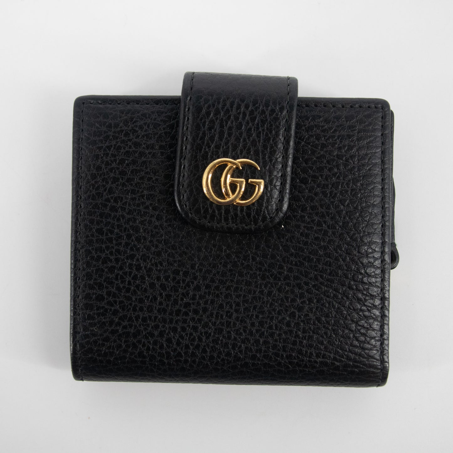 Gucci Black GG Marmont Leather Compact Wallet #2268