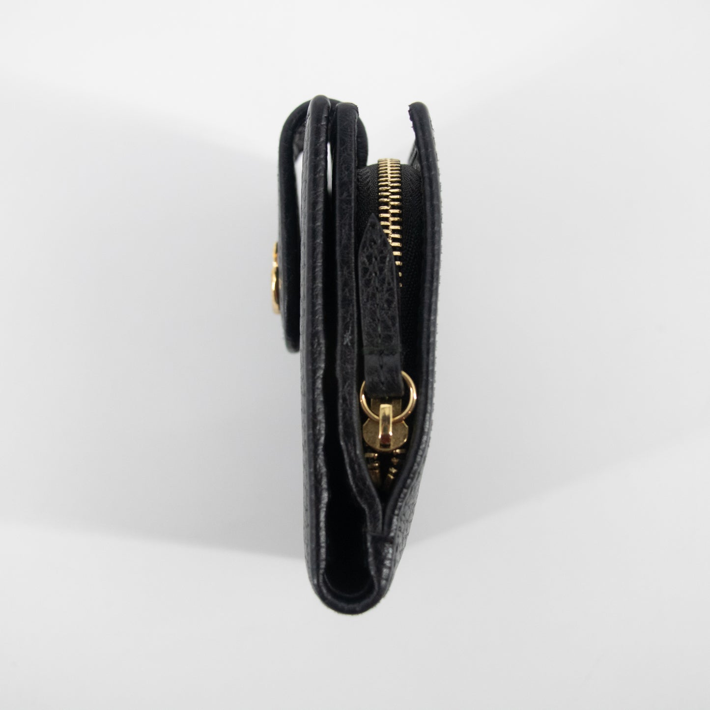 Gucci Black GG Marmont Leather Compact Wallet #2268