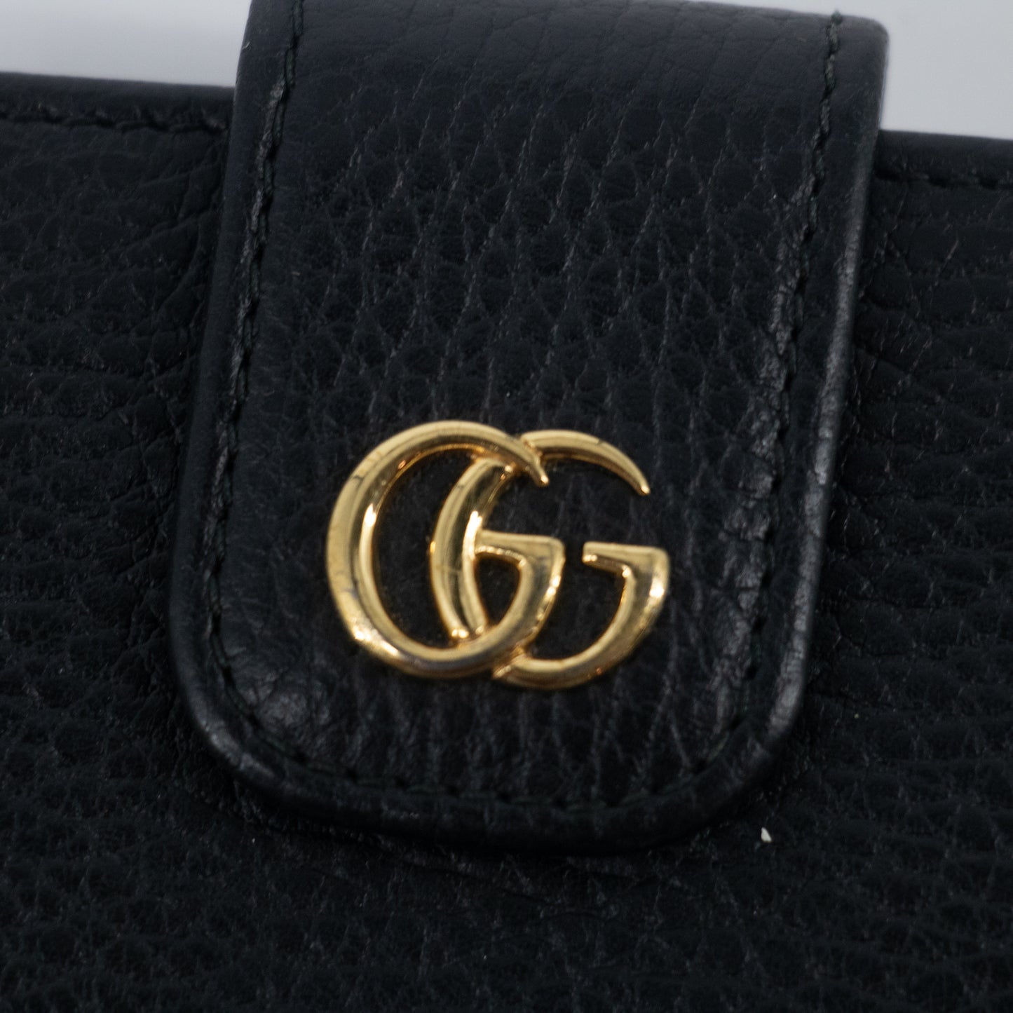 Gucci Black GG Marmont Leather Compact Wallet #2268