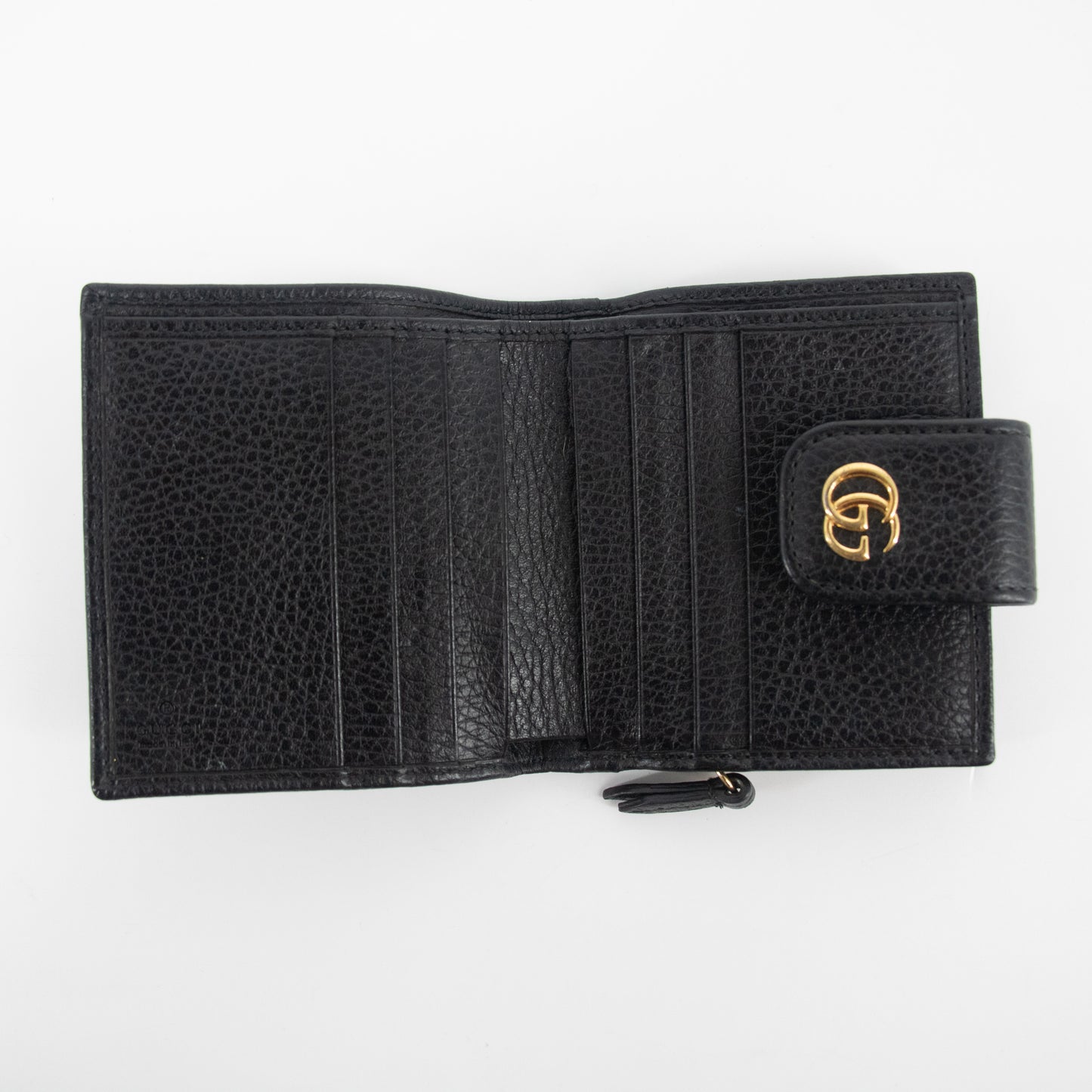 Gucci Black GG Marmont Leather Compact Wallet #2268