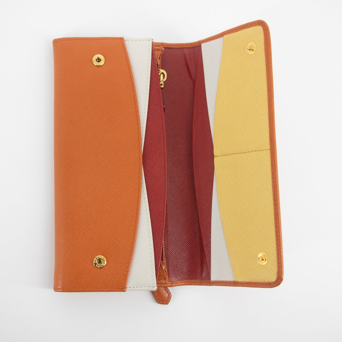 Prada Orange Saffiano Leather Long Wallet #2270