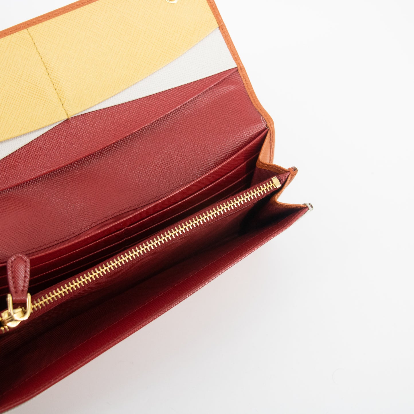Prada Orange Saffiano Leather Long Wallet #2270