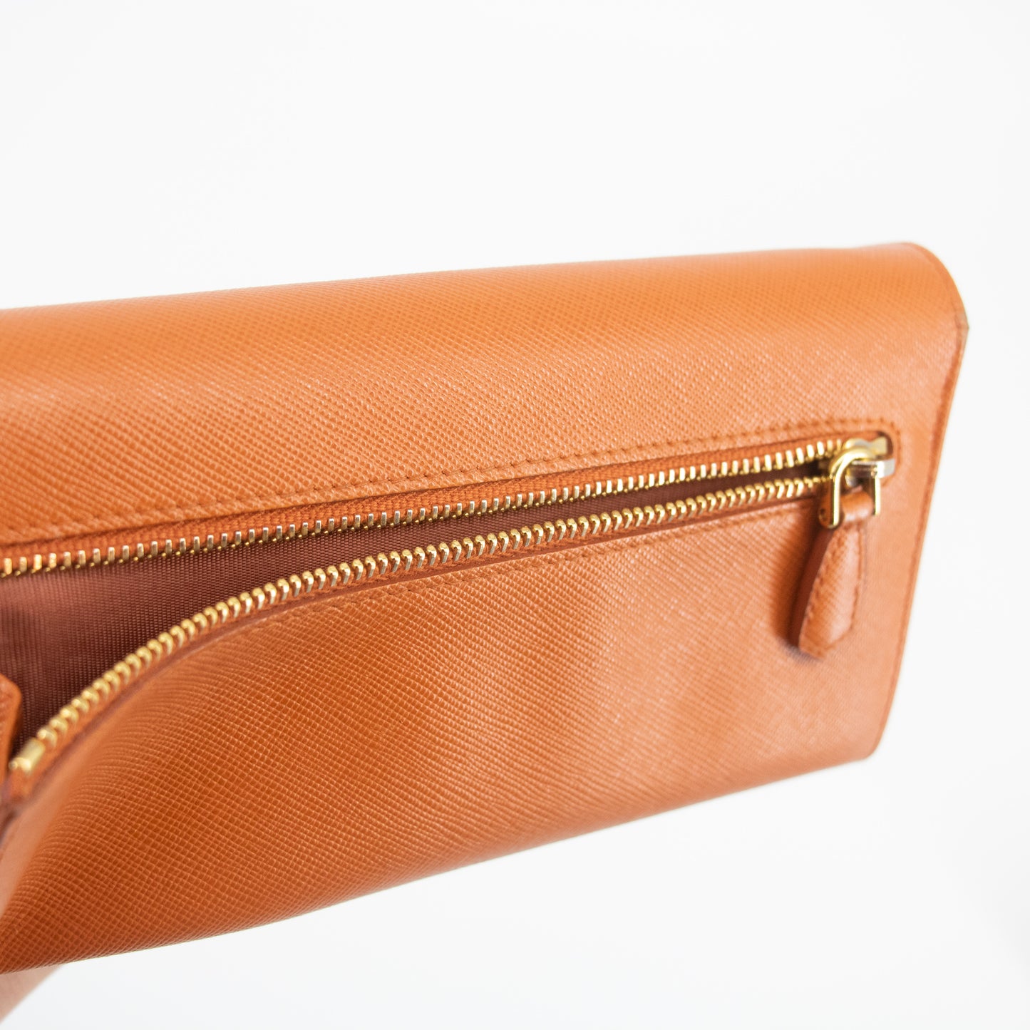 Prada Orange Saffiano Leather Long Wallet #2270