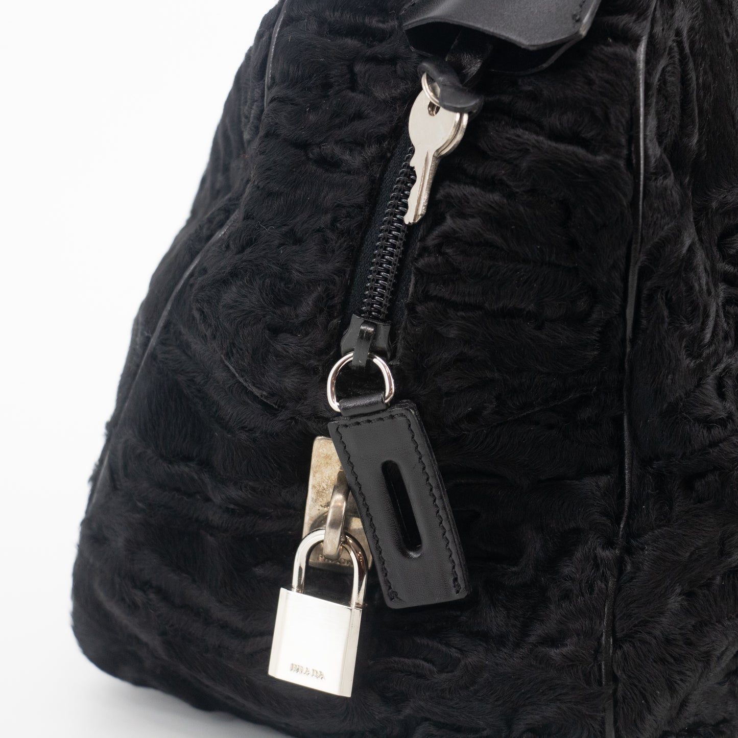 Prada Black Fur Boston Bag #2272