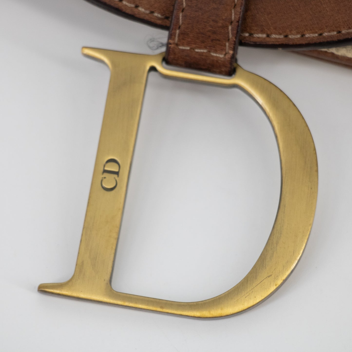 Christian Dior Ivory x Brown Saddle Canvas x Leather Crossbody #2280