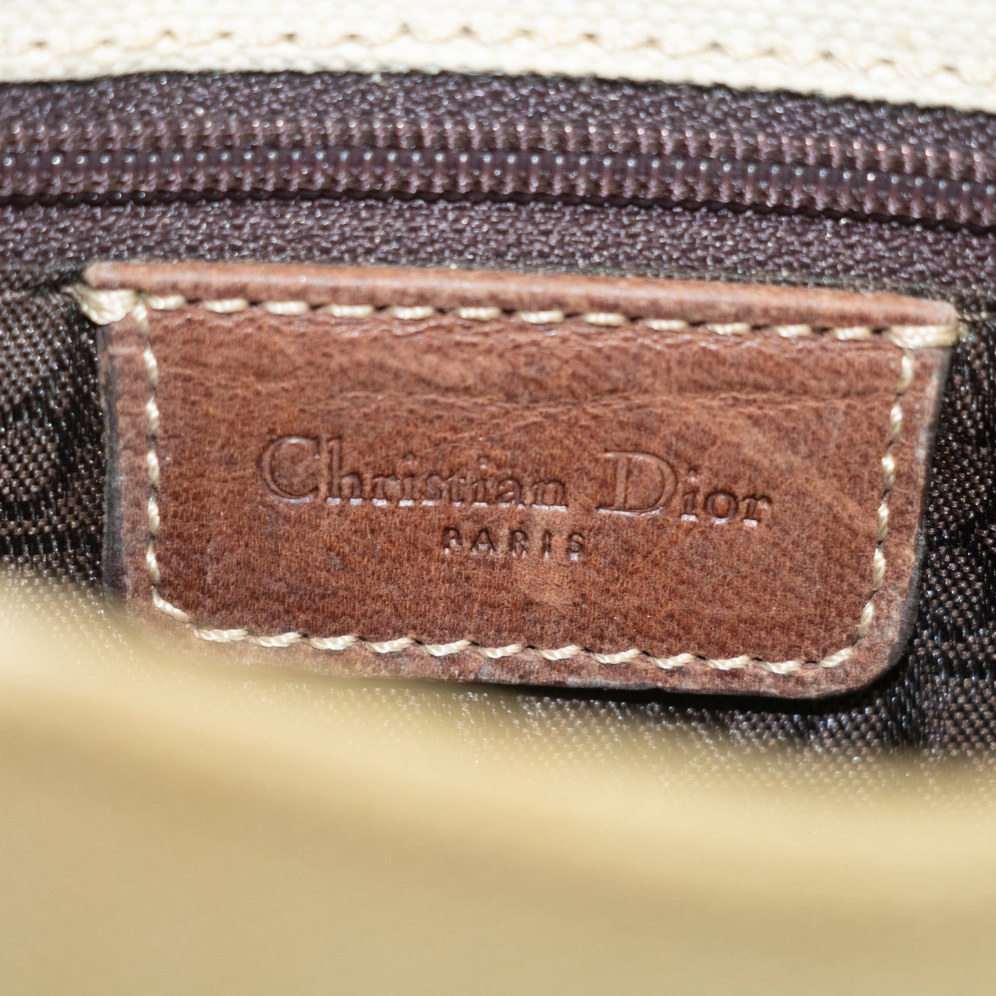 Christian Dior Ivory x Brown Saddle Canvas x Leather Crossbody #2280