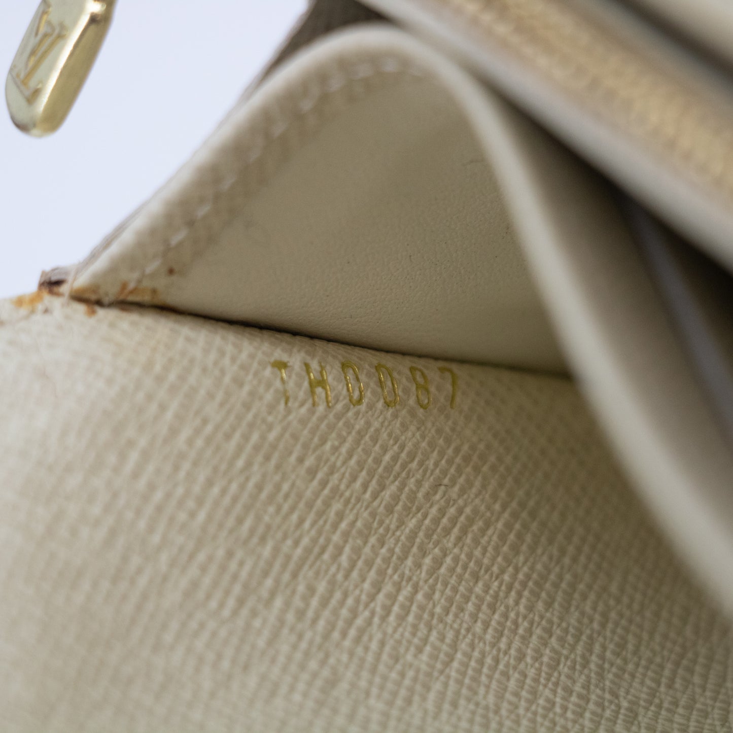 Louis Vuitton Beige Monogram Mini lin Portefeuille Sarah Wallet #2283