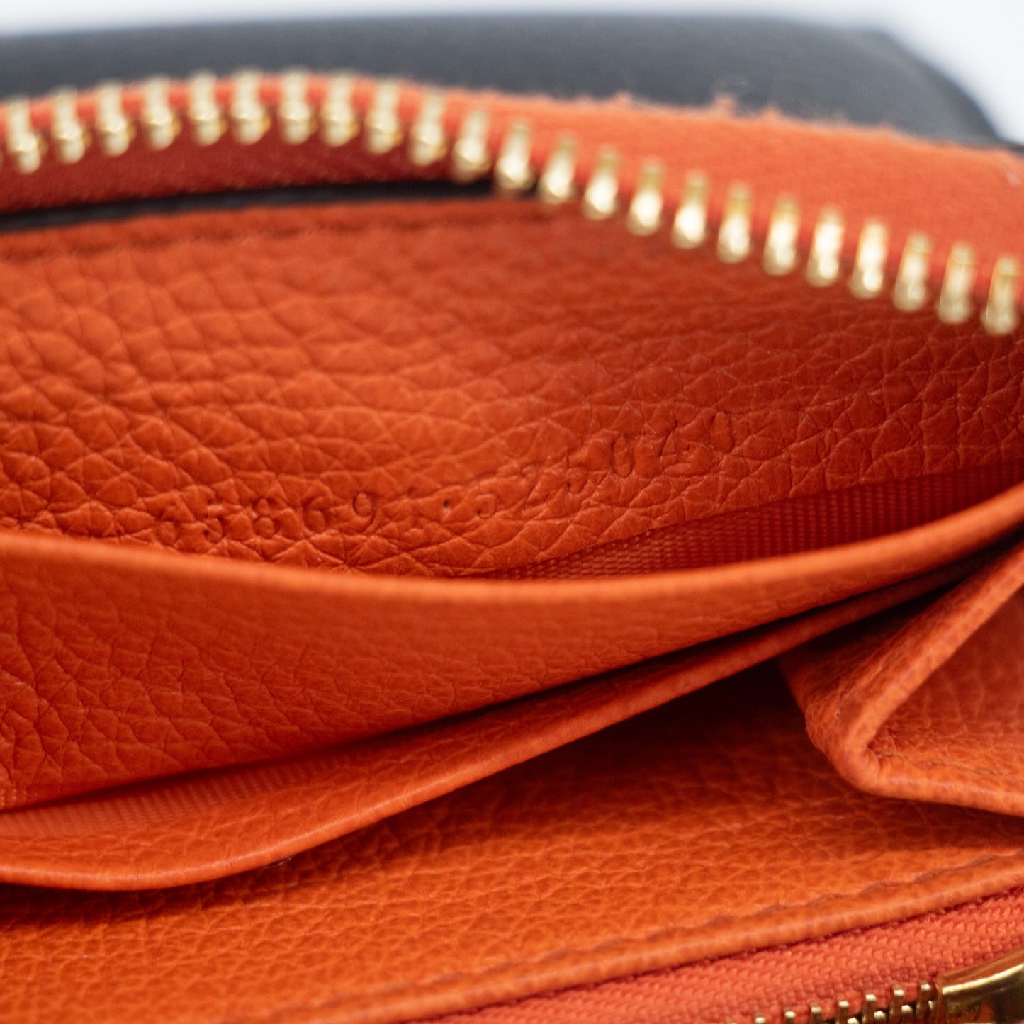 Gucci Black Logo Zip Around Wallet w/ Orange Trim #2310