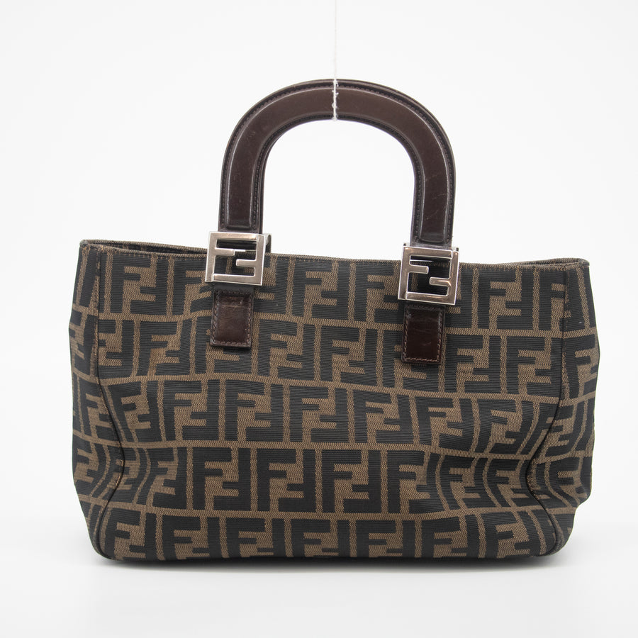 Fendi Zucca Canvas & Leather Handbag Brown #2340