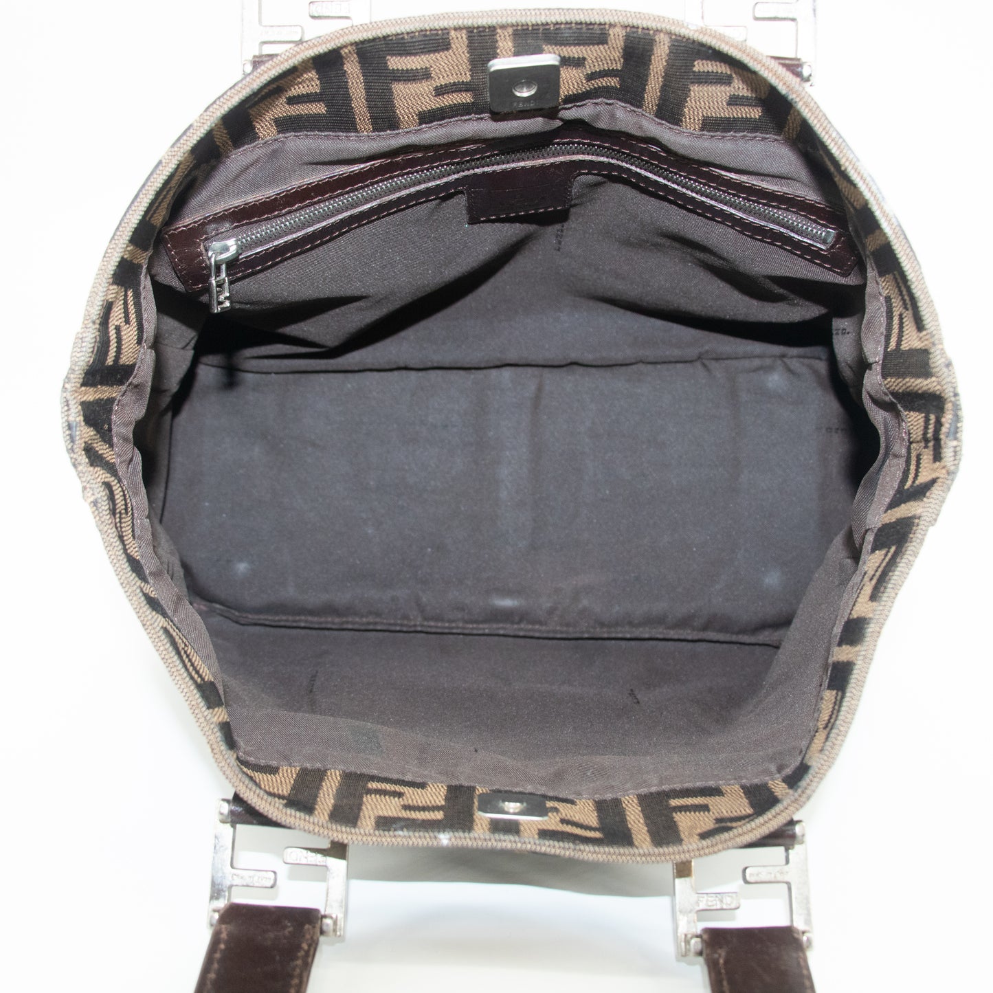 Fendi Zucca Canvas & Leather Handbag Brown #2340