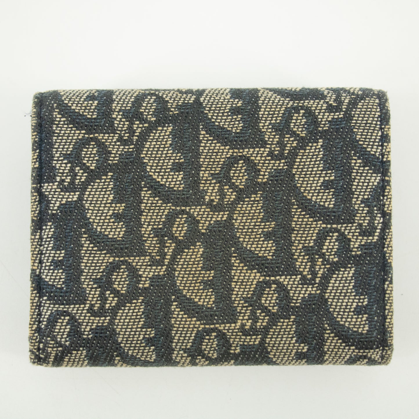 Christian Dior Navy Trotter Saddle Canvas x Leather Compact Wallet-#2370