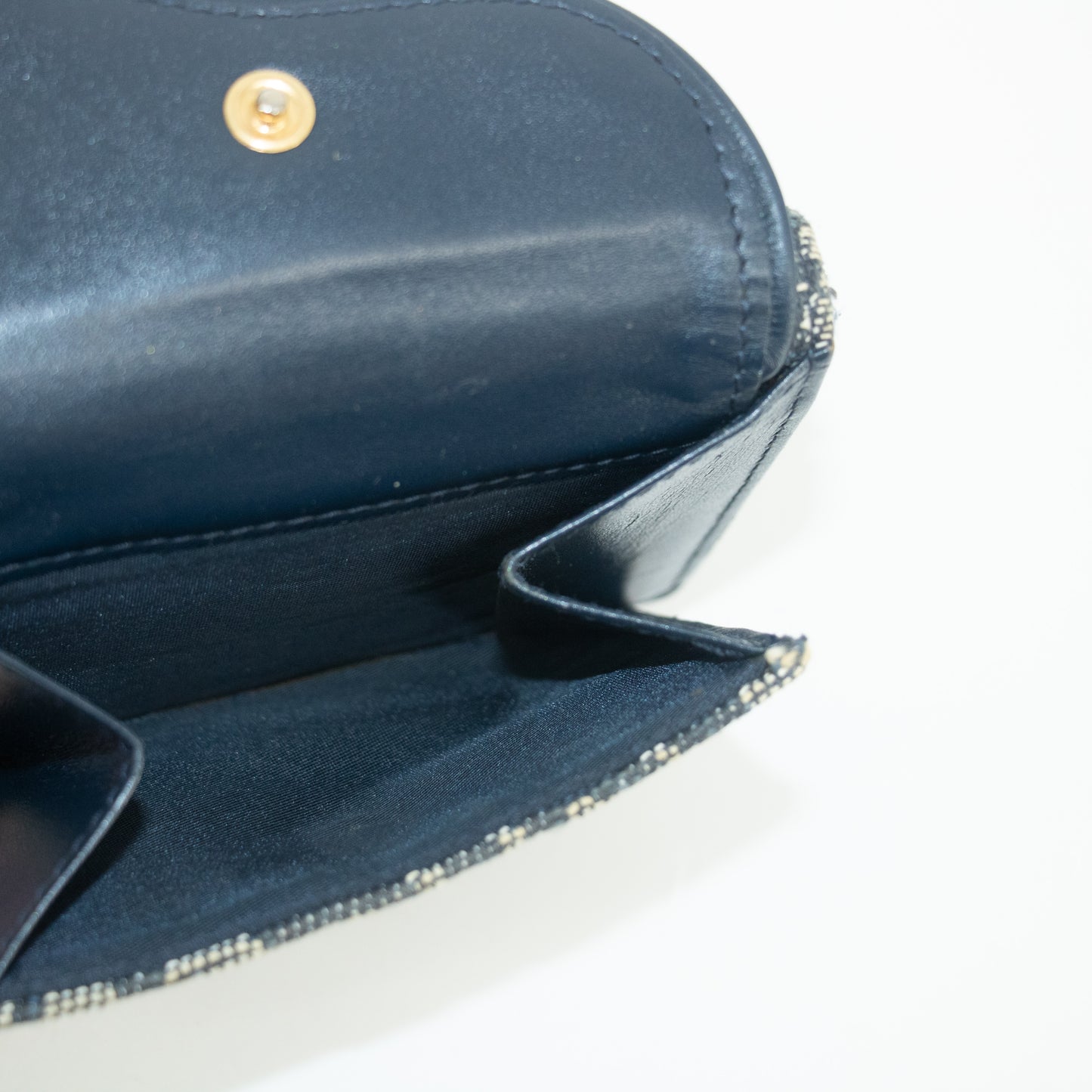 Christian Dior Navy Trotter Saddle Canvas x Leather Compact Wallet-#2370