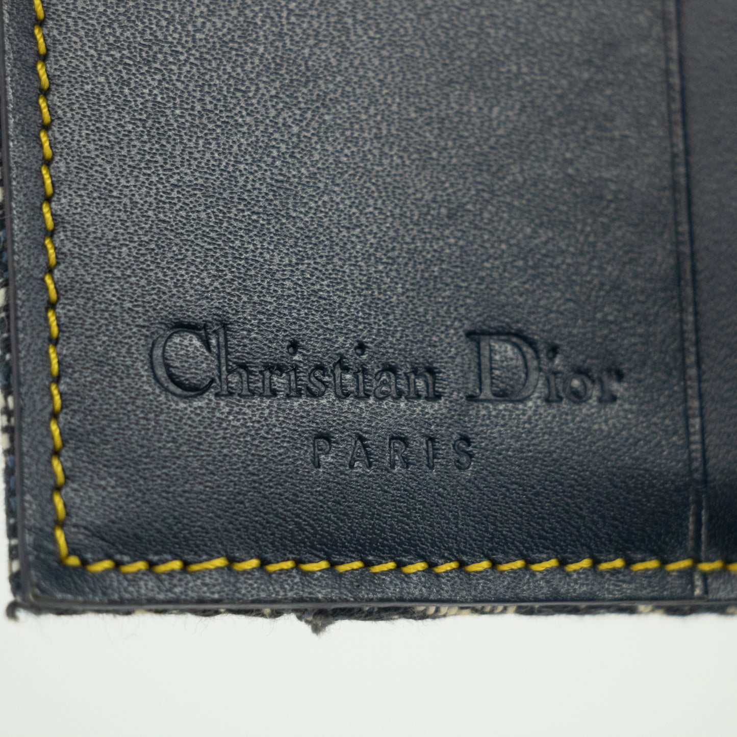 Christian Dior Navy Trotter Saddle Canvas x Leather Compact Wallet-#2370