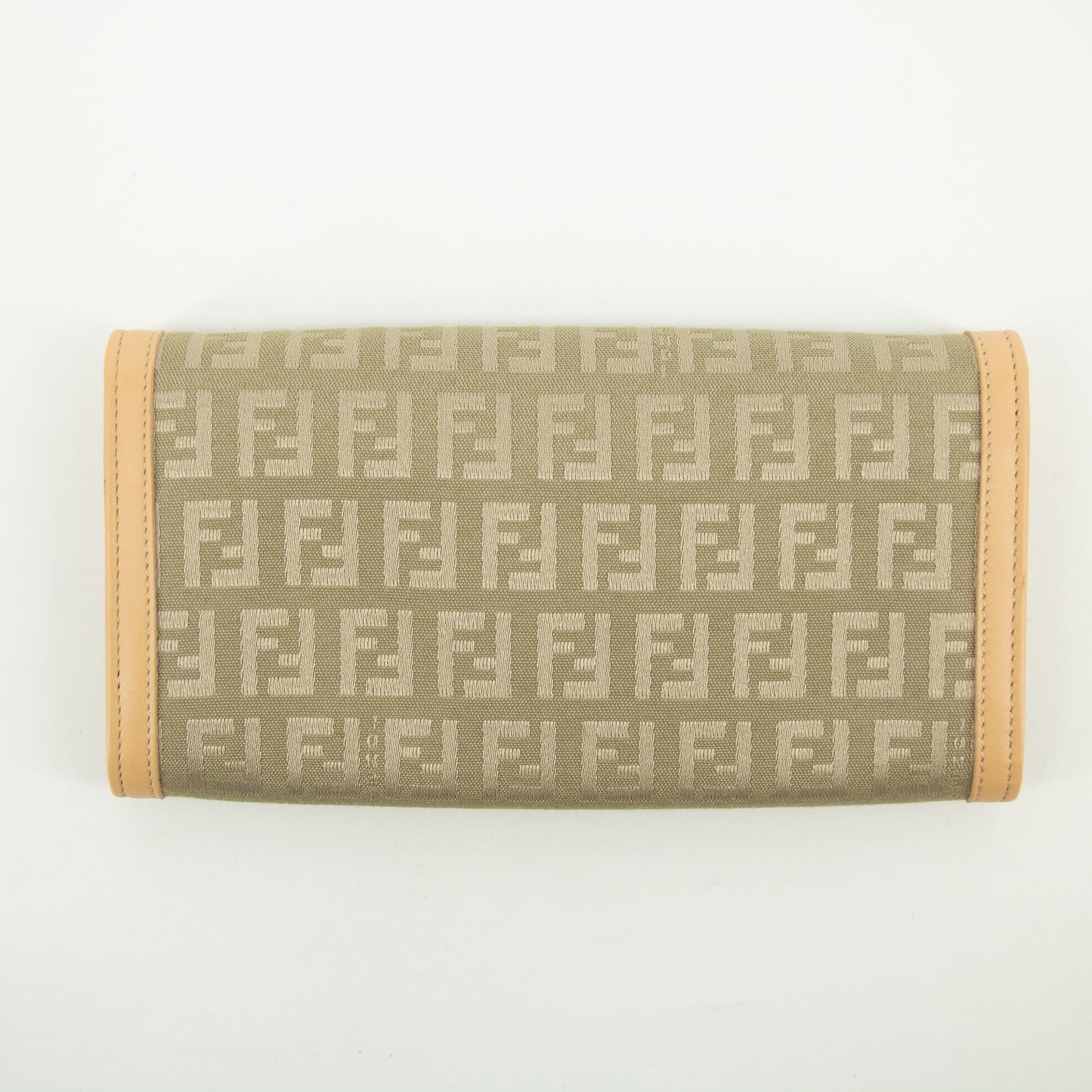 Fendi Beige Zucca Zucchino Mamma Canvas x Leather Long Wallet #2374