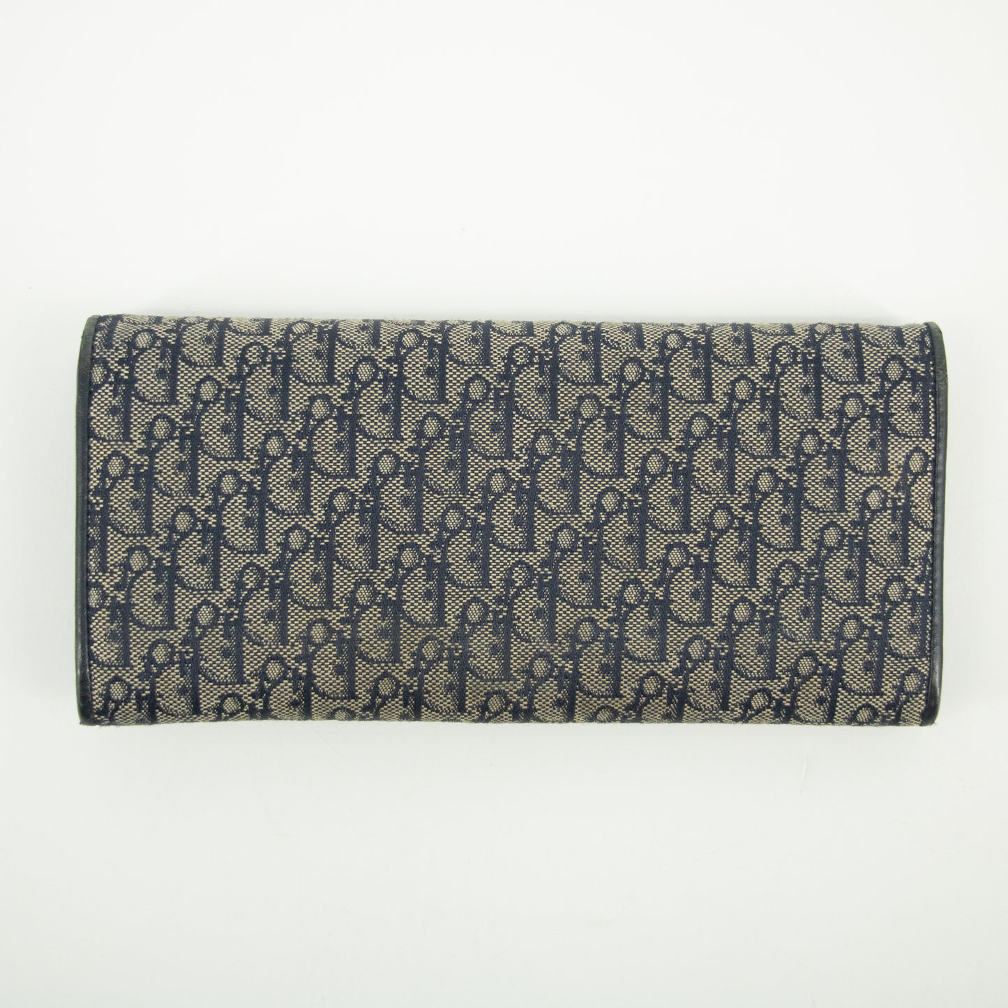 Christian Dior Navy Trotter Canvas x Leather Long Wallet #2387