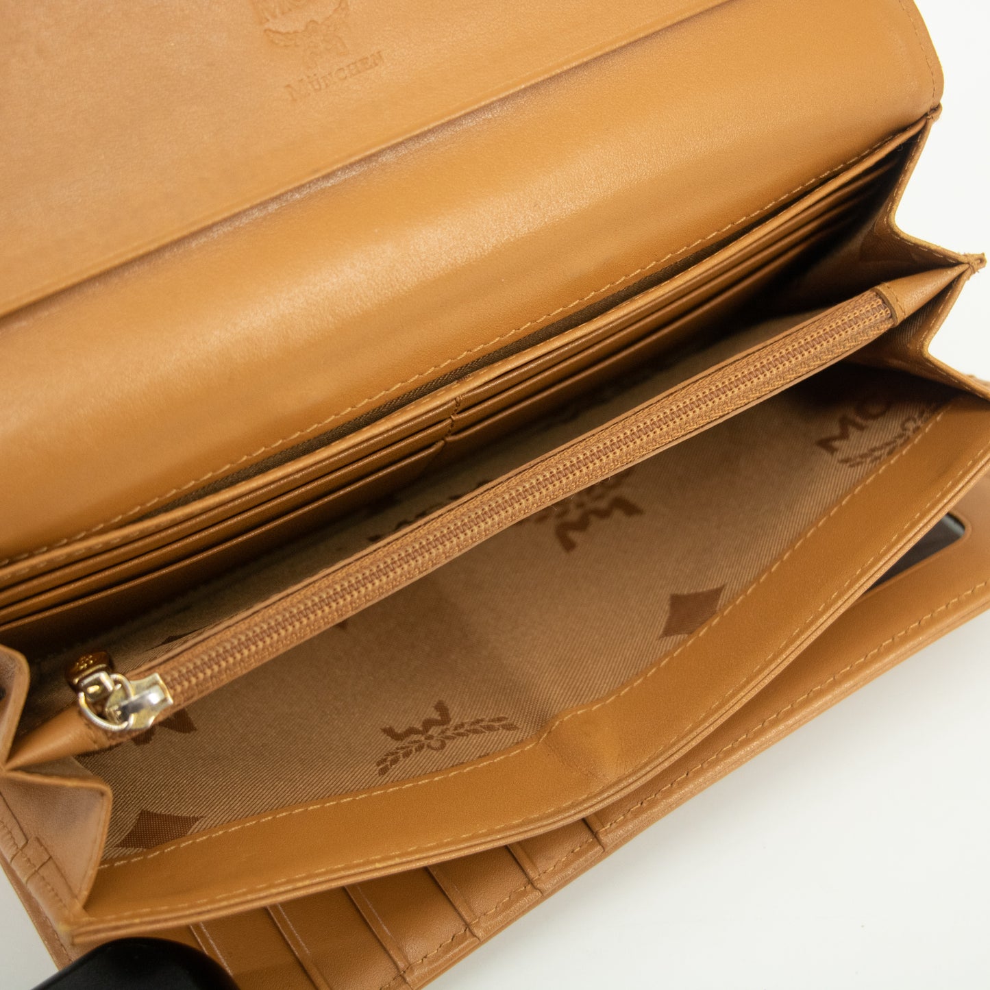 MCM Brown Monogram Visetos Pattern Leather Long Wallet #2396