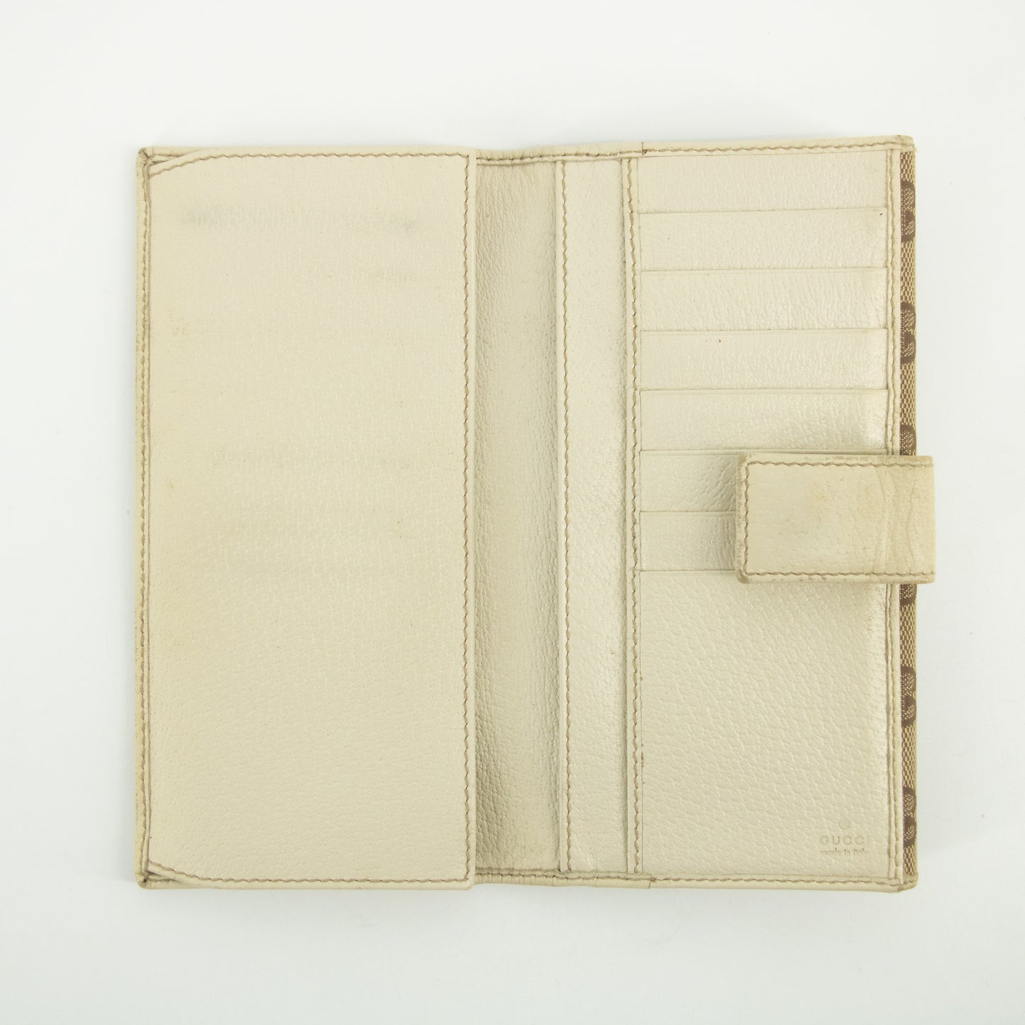 Gucci Beige Sherry Line GG Canvas x Leather Ribbon Long Wallet #2412