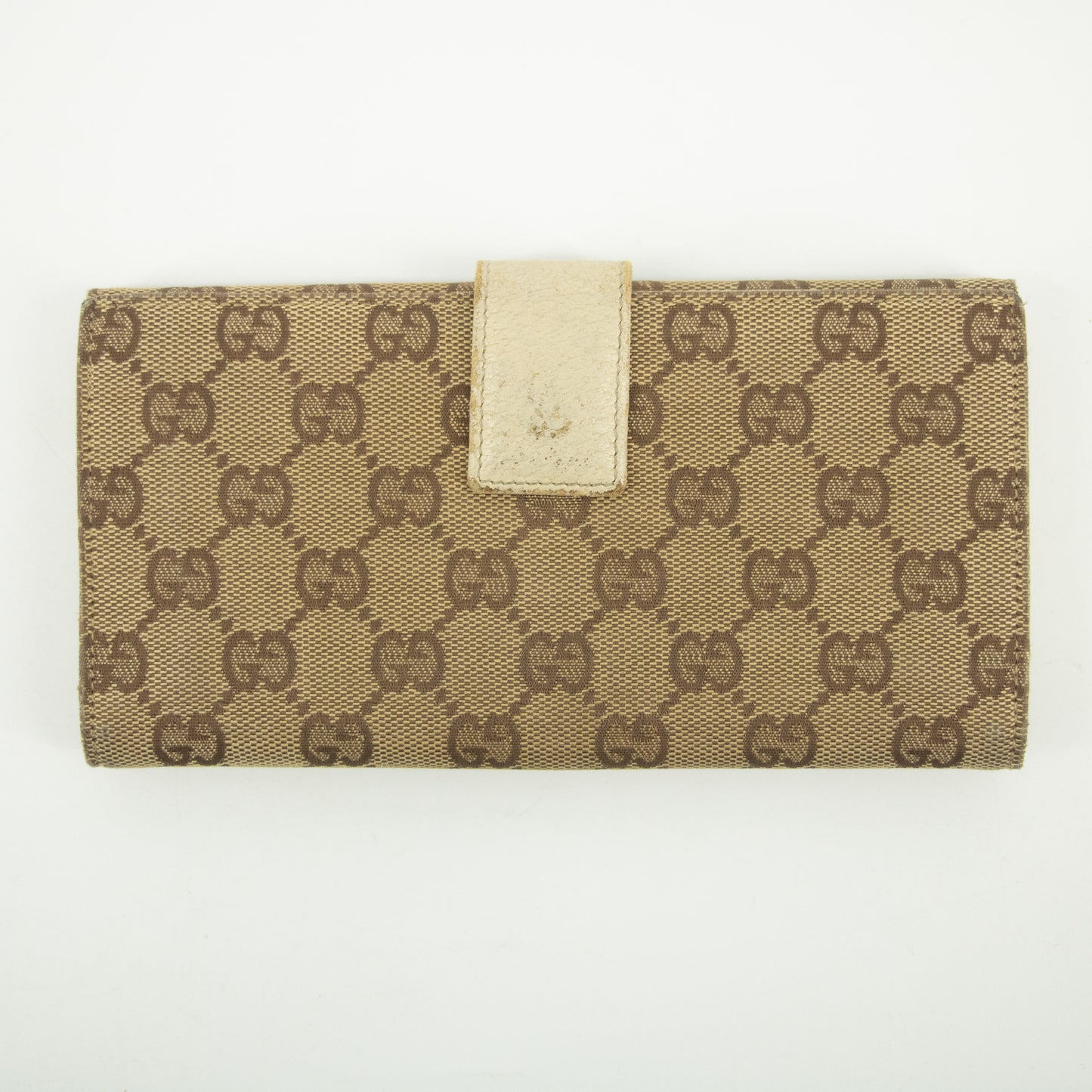 Gucci Brown x Ivory GG Canvas x Leather Long Wallet #2418