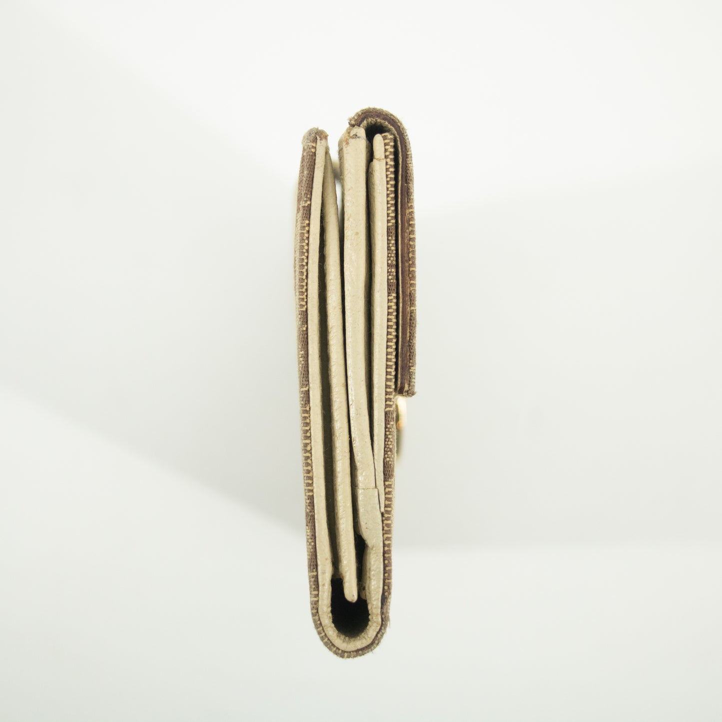 Gucci Brown x Ivory GG Canvas x Leather Long Wallet #2418