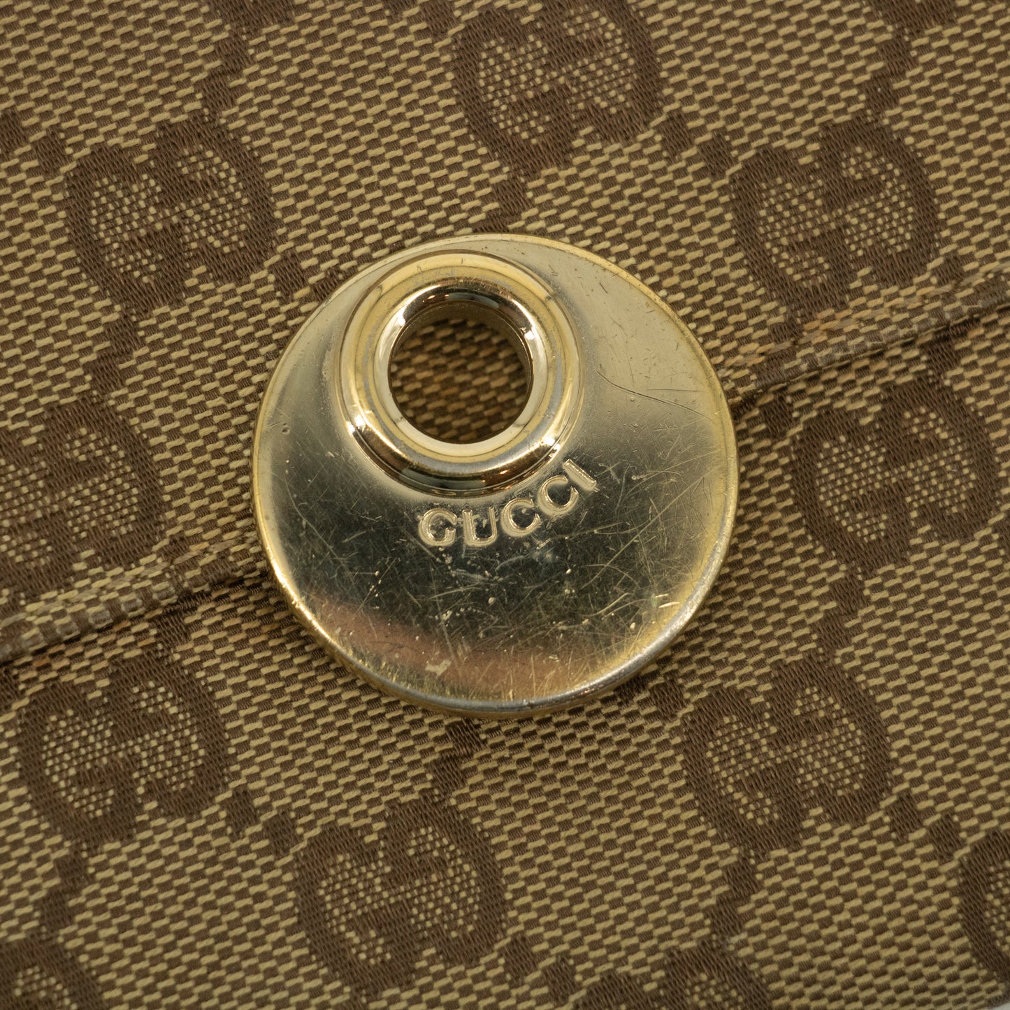 Gucci Brown x Ivory GG Canvas x Leather Long Wallet #2418