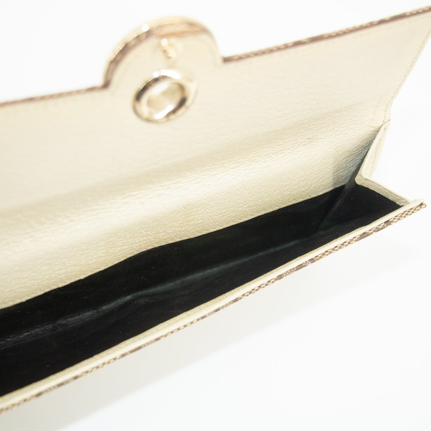 Gucci Brown x Ivory GG Canvas x Leather Long Wallet #2418