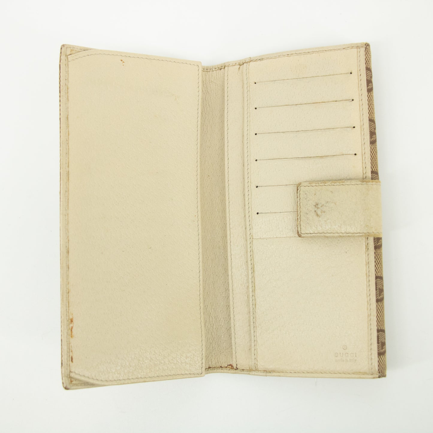 Gucci Brown x Ivory GG Canvas x Leather Long Wallet #2418