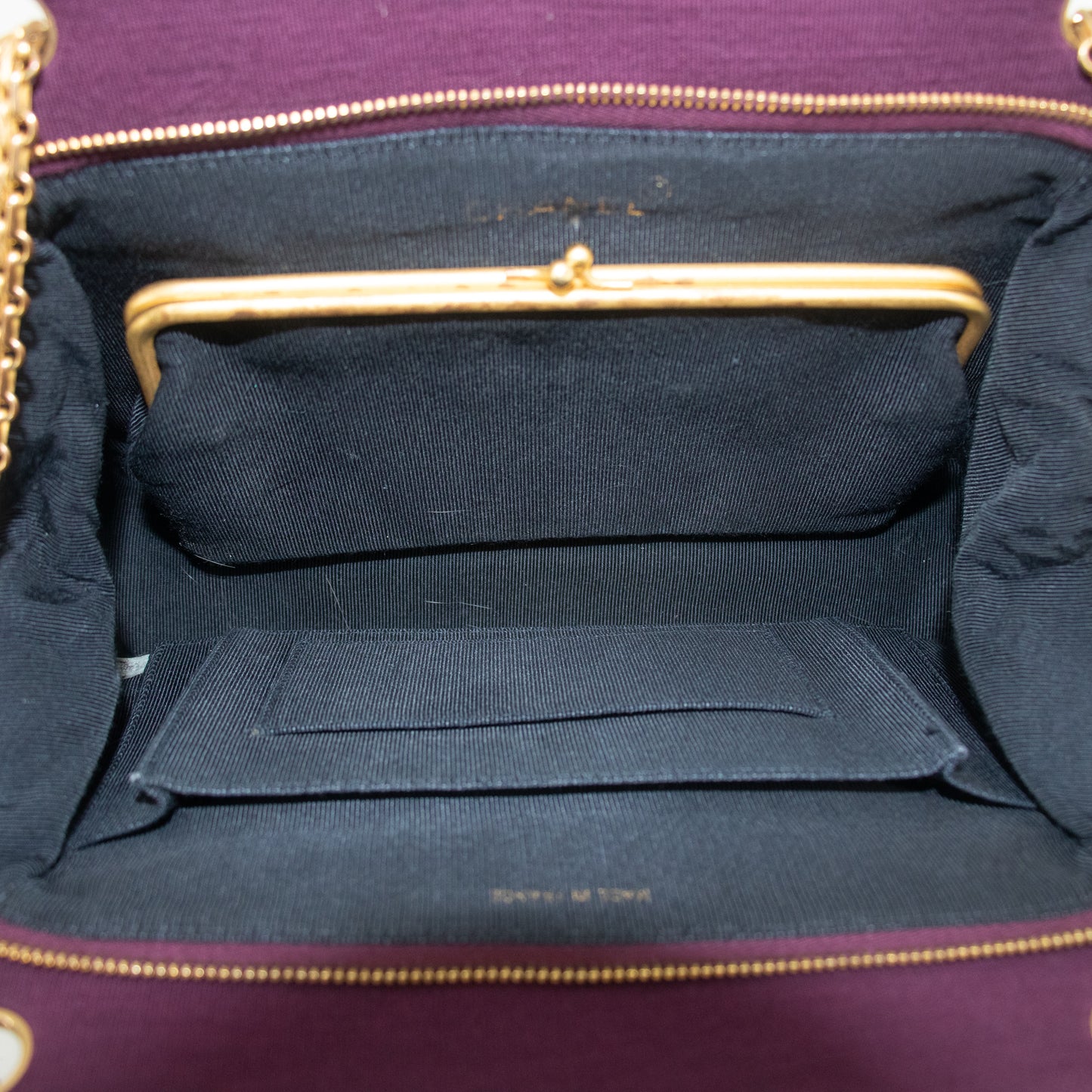 Chanel Vintage Purple Cotton Kisslock Shoulder Bag-#2533