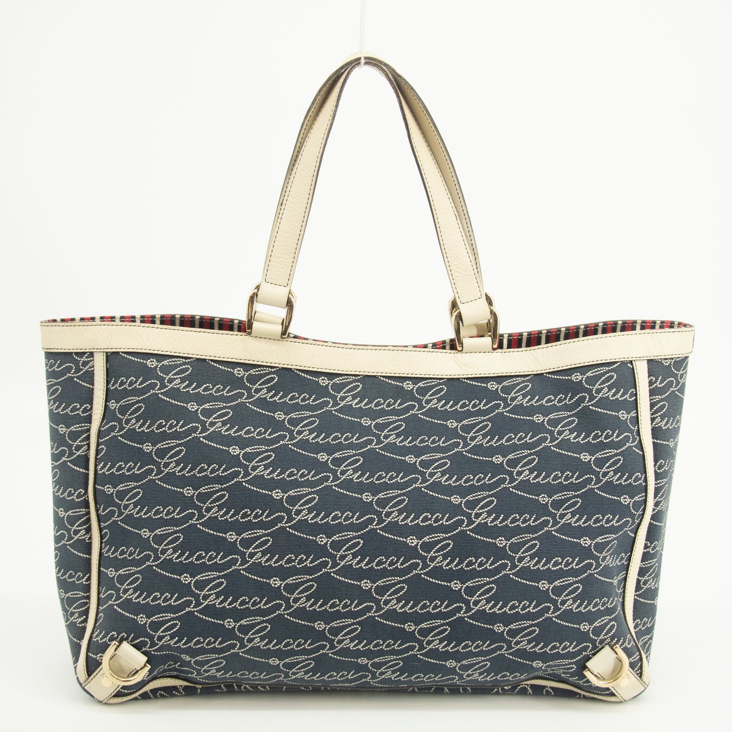 Gucci Canvas Abbey Insignia Blue Tote Bag #2577