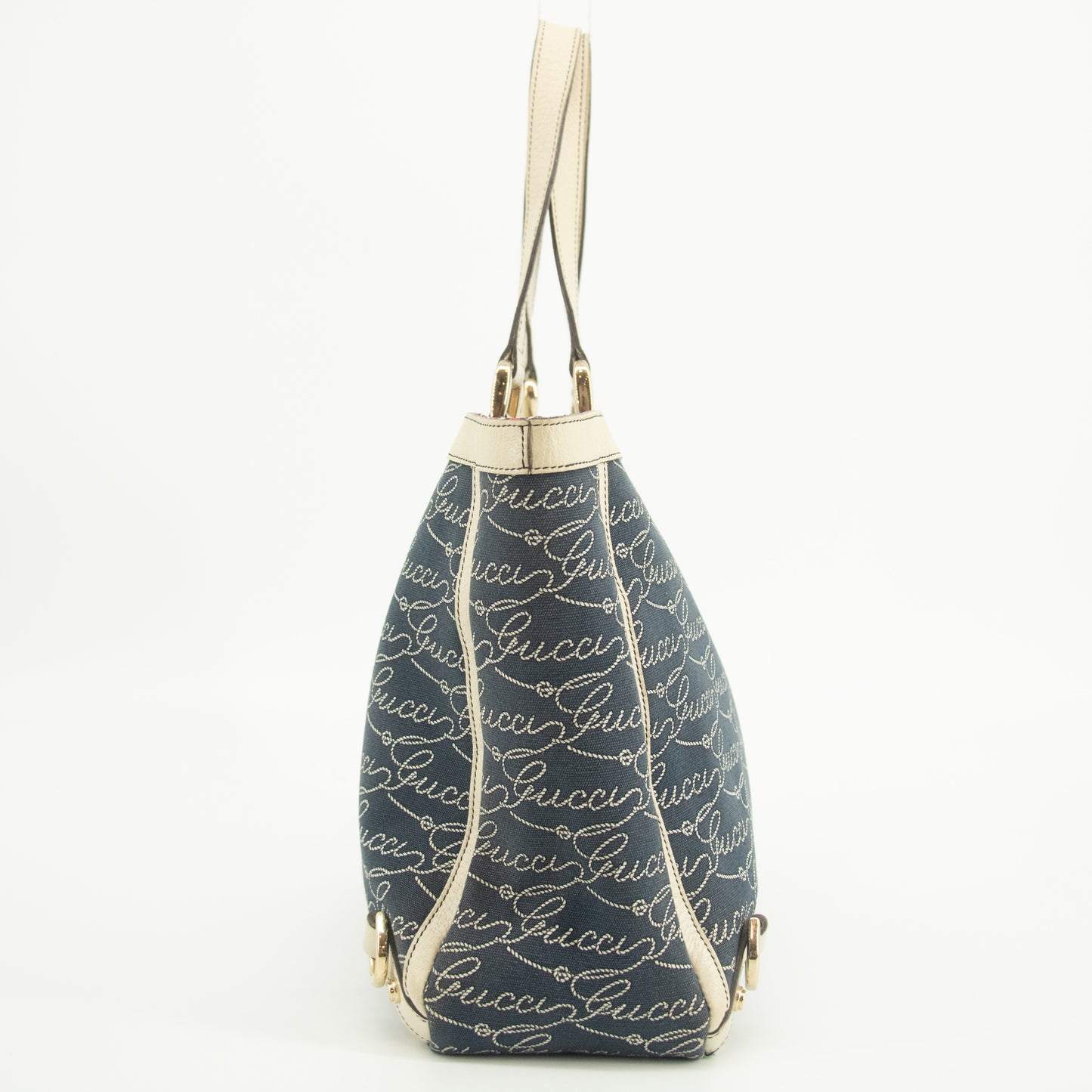 Gucci Canvas Abbey Insignia Blue Tote Bag #2577