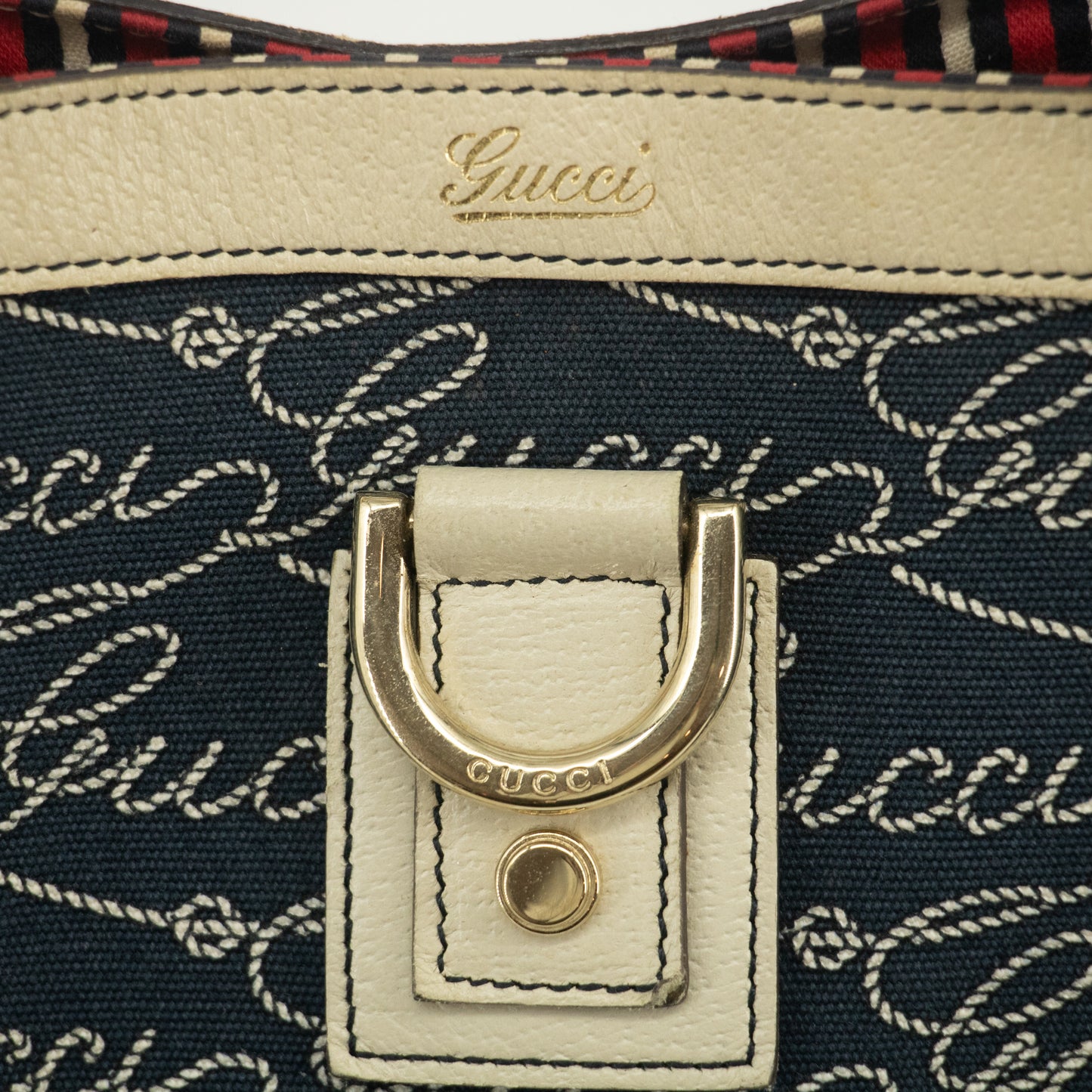 Gucci Canvas Abbey Insignia Blue Tote Bag #2577