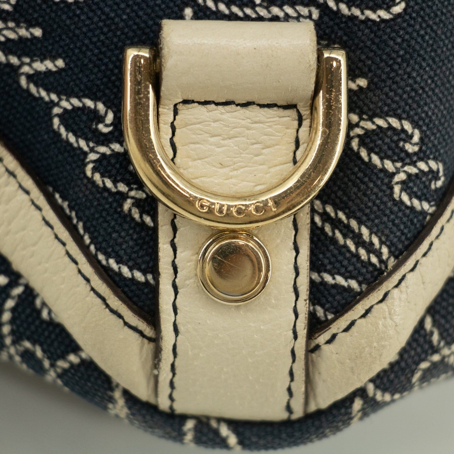 Gucci Canvas Abbey Insignia Blue Tote Bag #2577