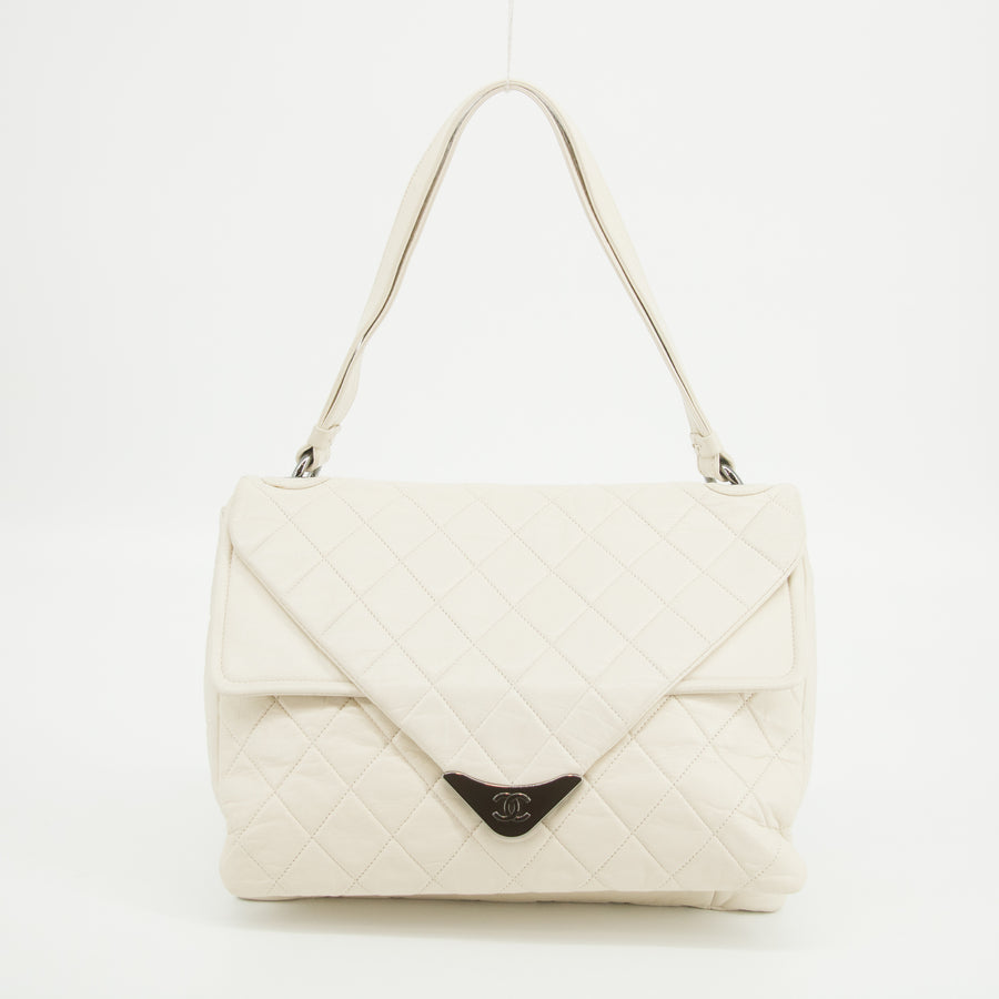 Chanel Envelope Double Flap Shoulder Bag White 11 Series #2619