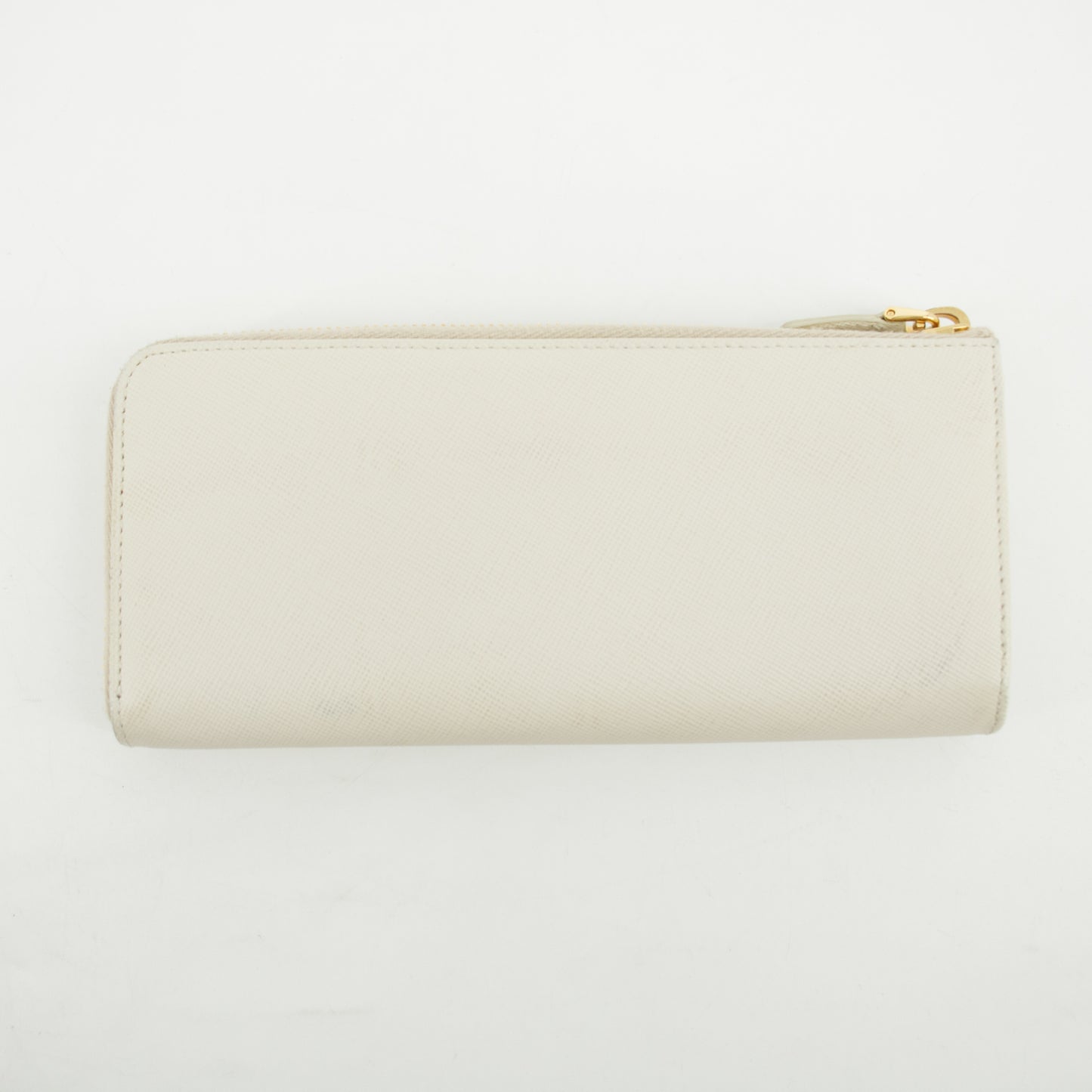 Prada Ivory Saffiano Leather L-shaped Zipper Long Wallet #2632