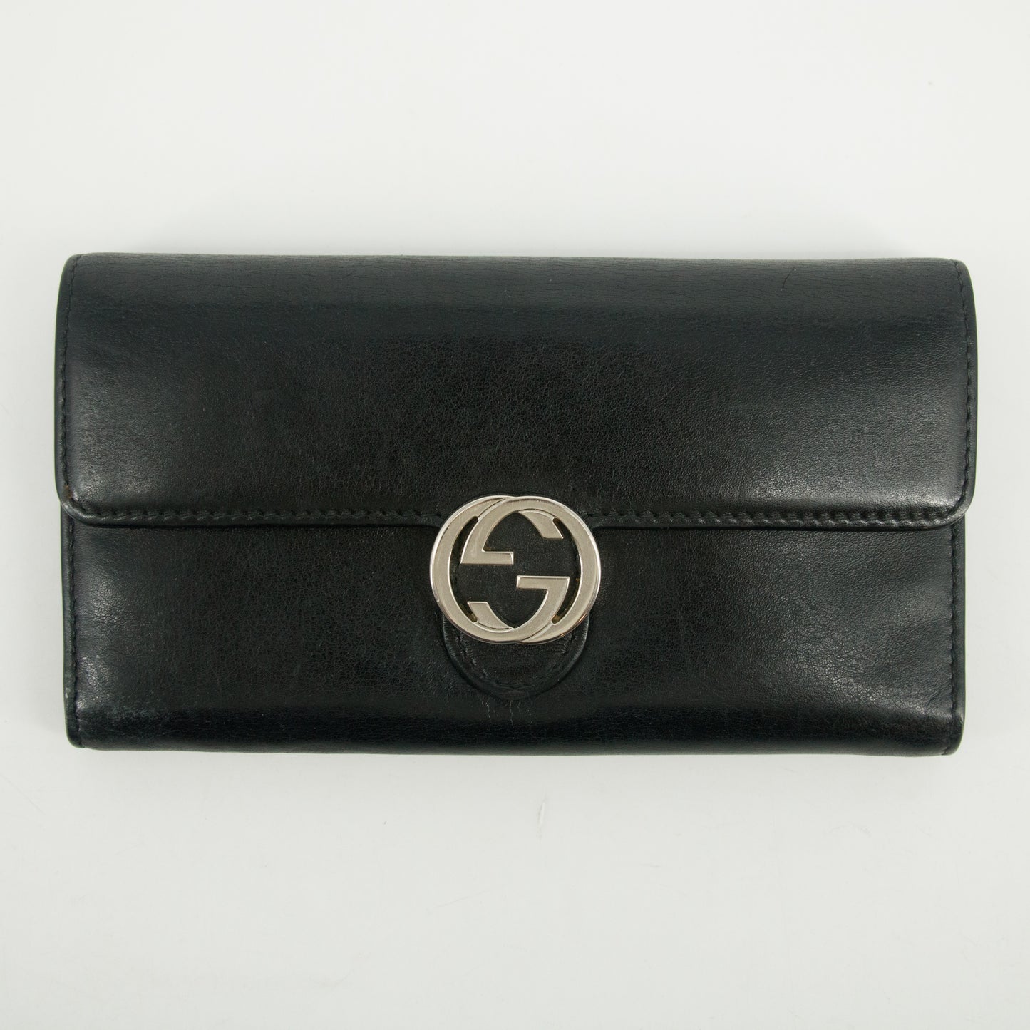 Gucci Black Interlocking G Leather Long Wallet #2636