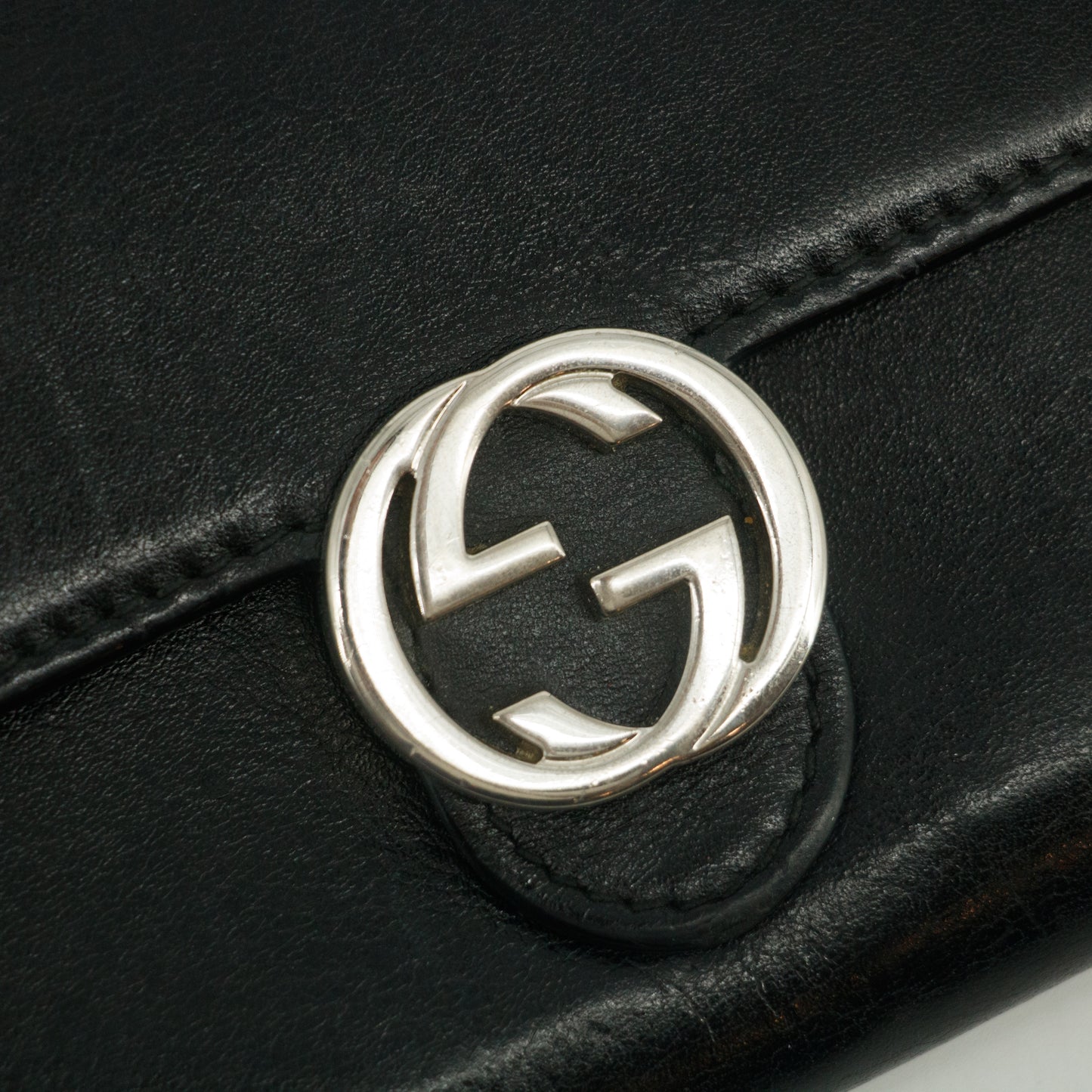 Gucci Black Interlocking G Leather Long Wallet #2636