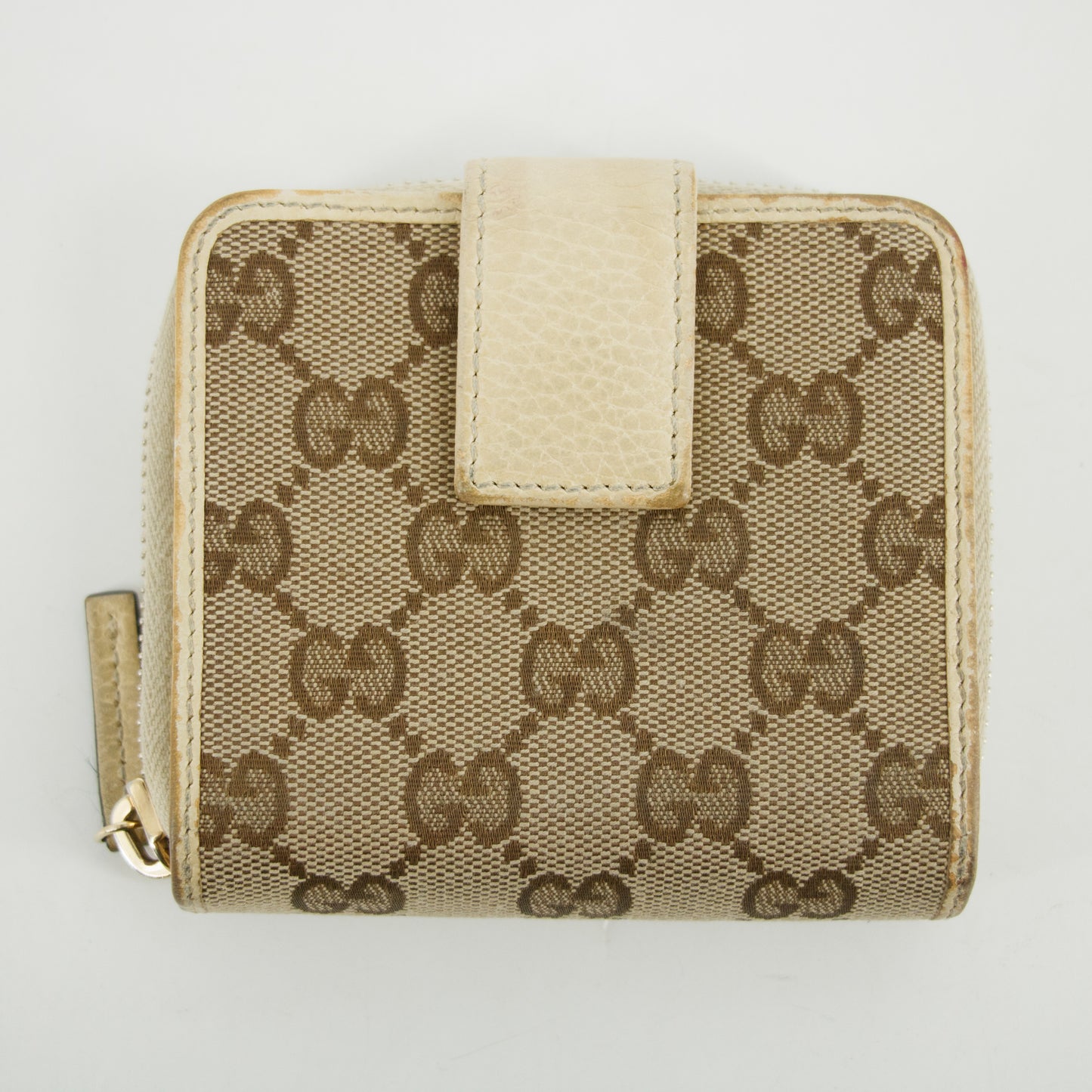 Gucci Brown GG Canvas Double Hook Compact Wallet #2644