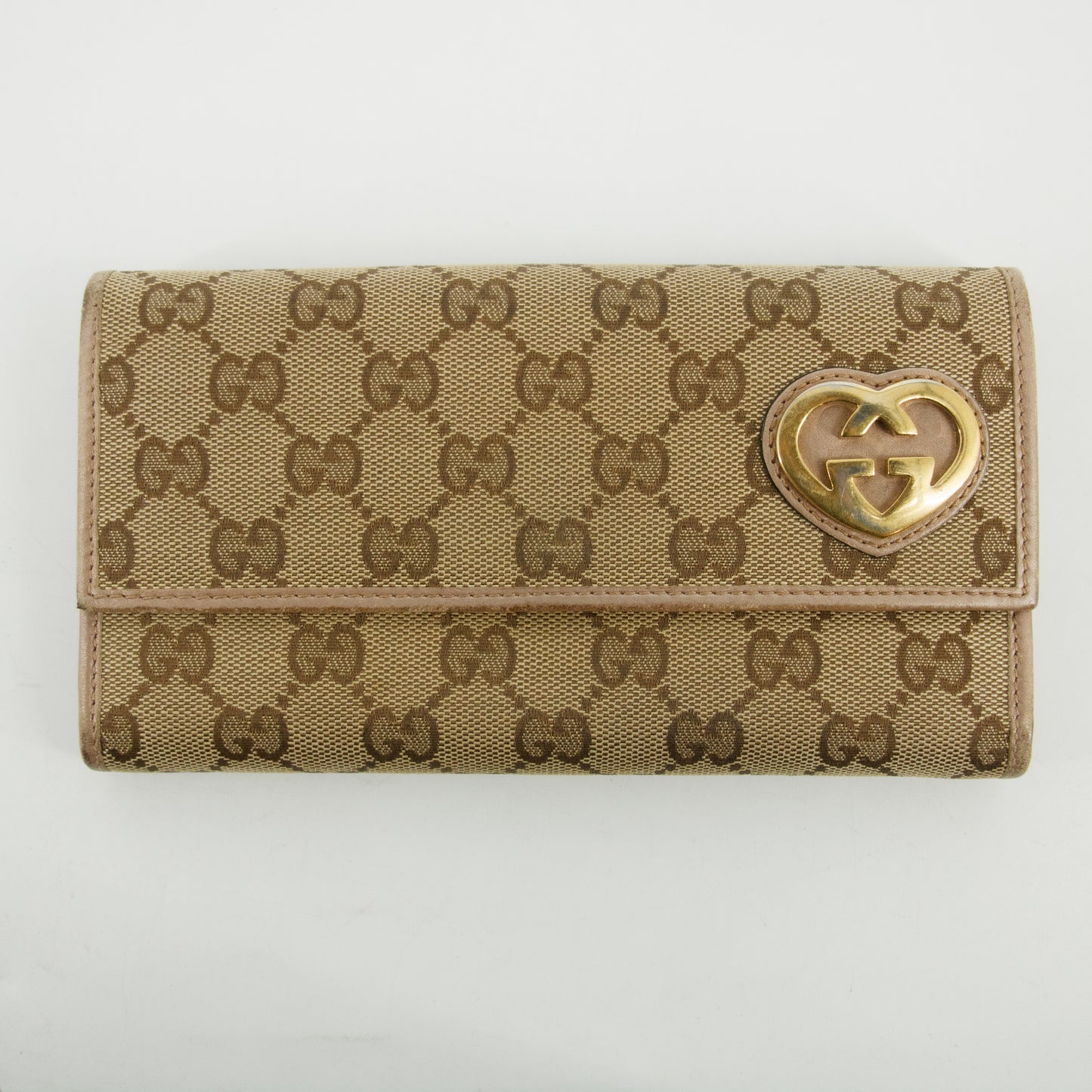 Gucci Brown Lovely Heart GG Canvas Long Wallet #2646