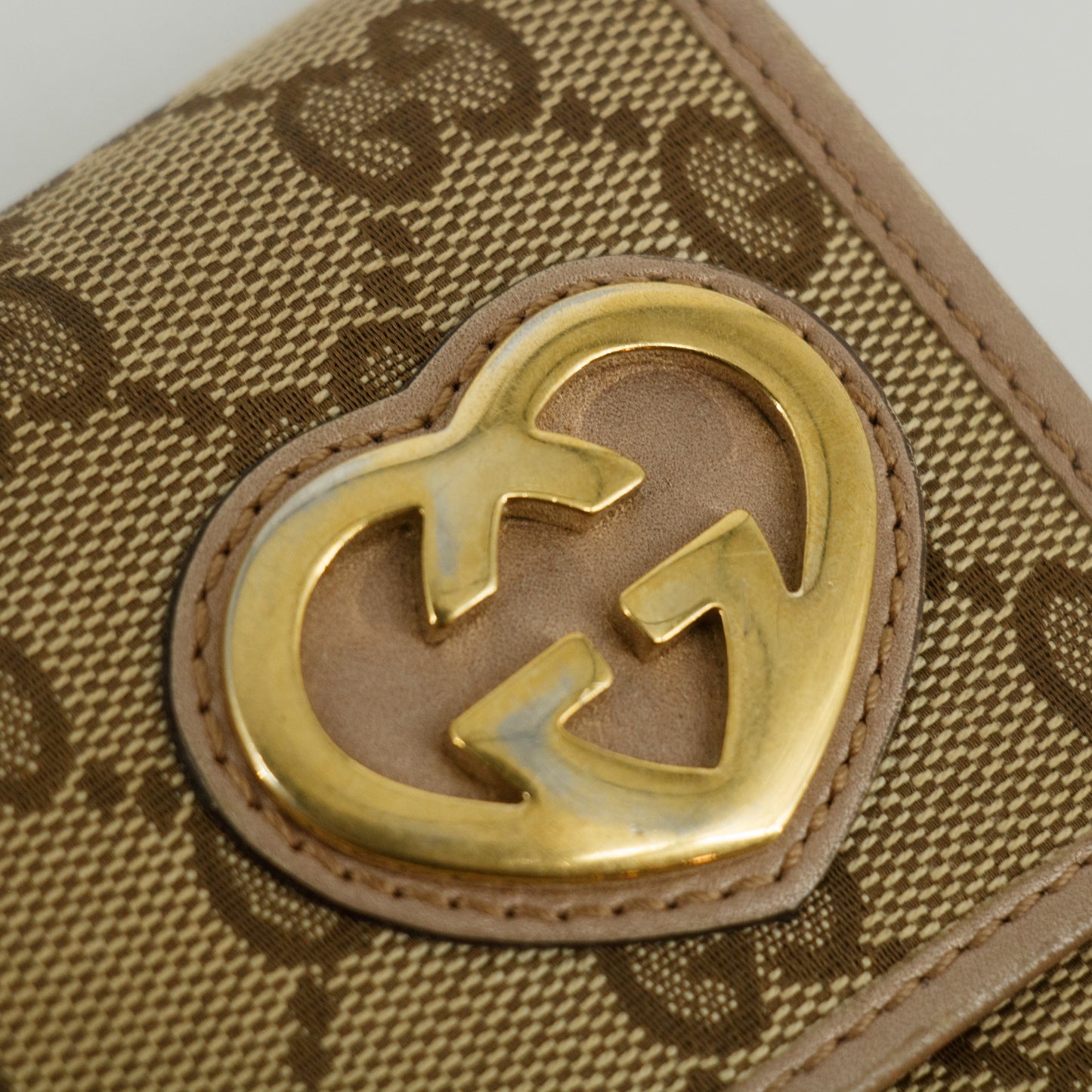 Gucci Brown Lovely Heart GG Canvas Long Wallet #2646