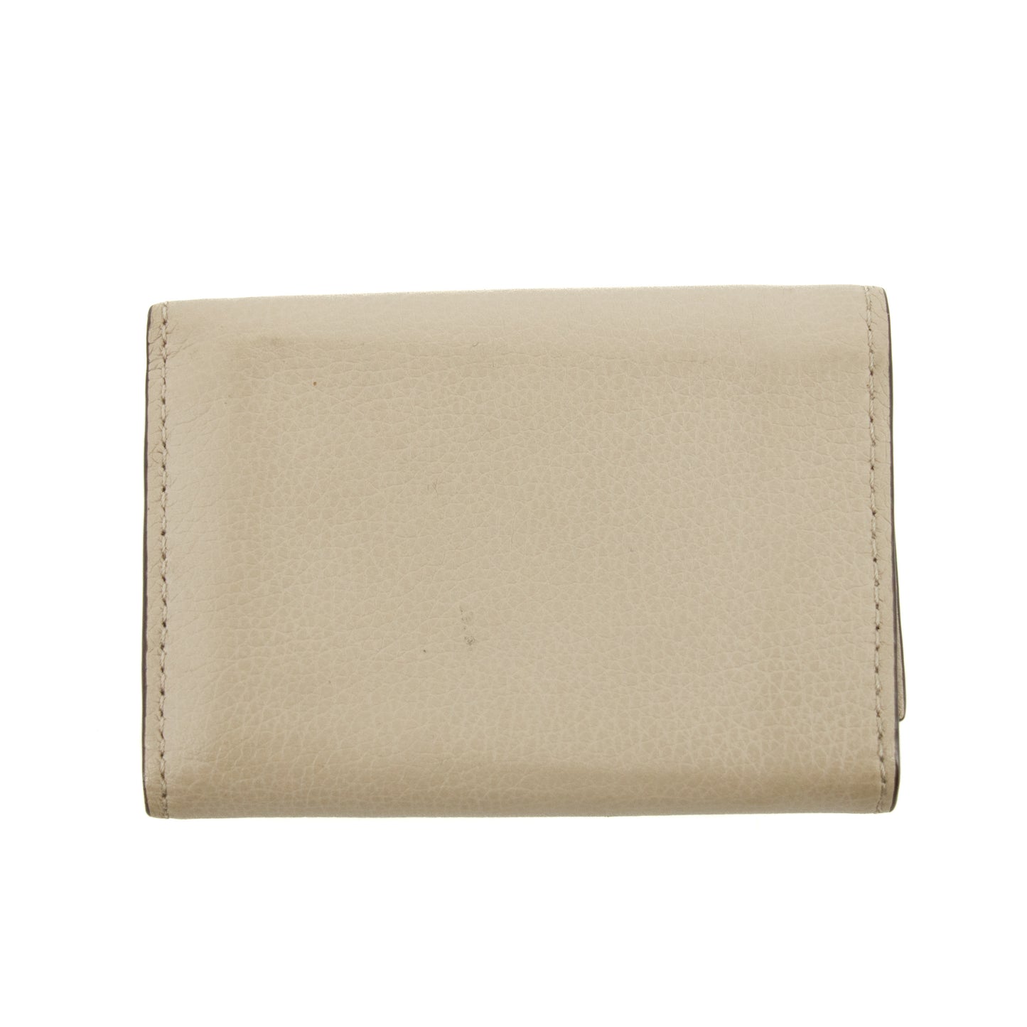 Louis Vuitton Greige Leather Portefeuille Lock Mini Compact Wallet #2655