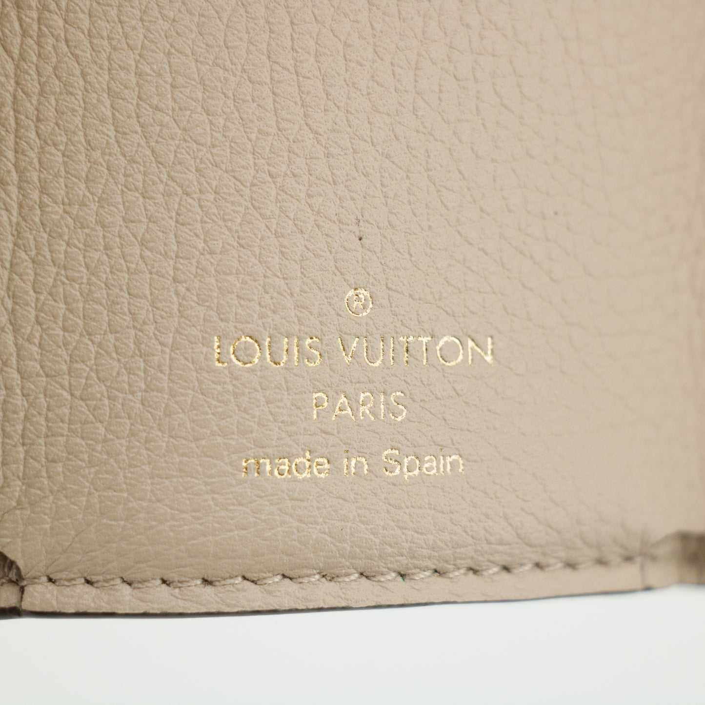Louis Vuitton Greige Leather Portefeuille Lock Mini Compact Wallet #2655