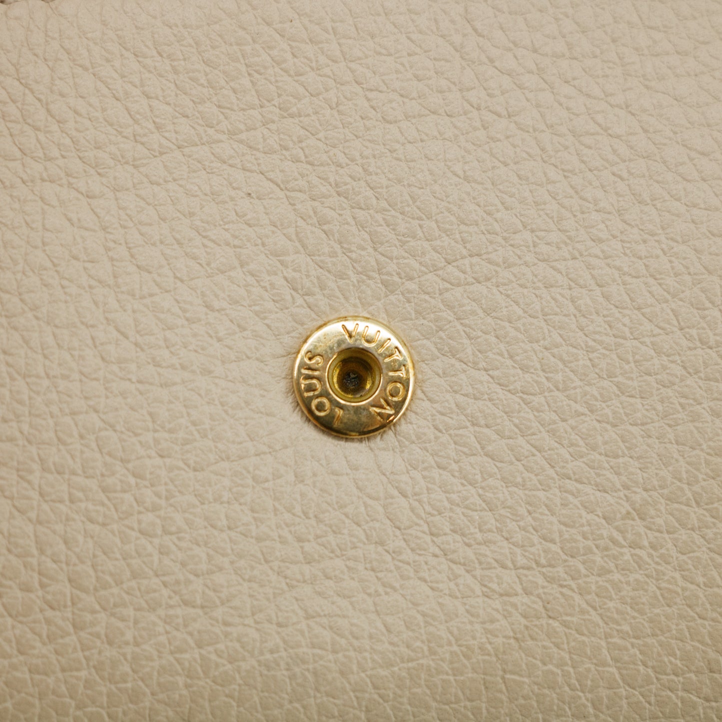 Louis Vuitton Greige Leather Portefeuille Lock Mini Compact Wallet #2655
