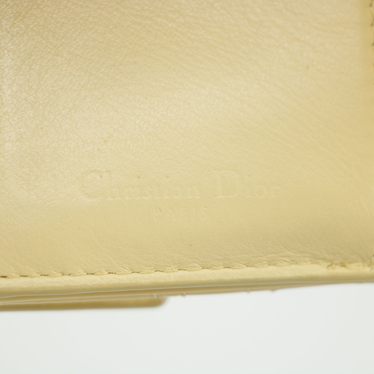 Christian Dior Cream Lady Dior Cannage Patent Leather Compact Wallet #2656