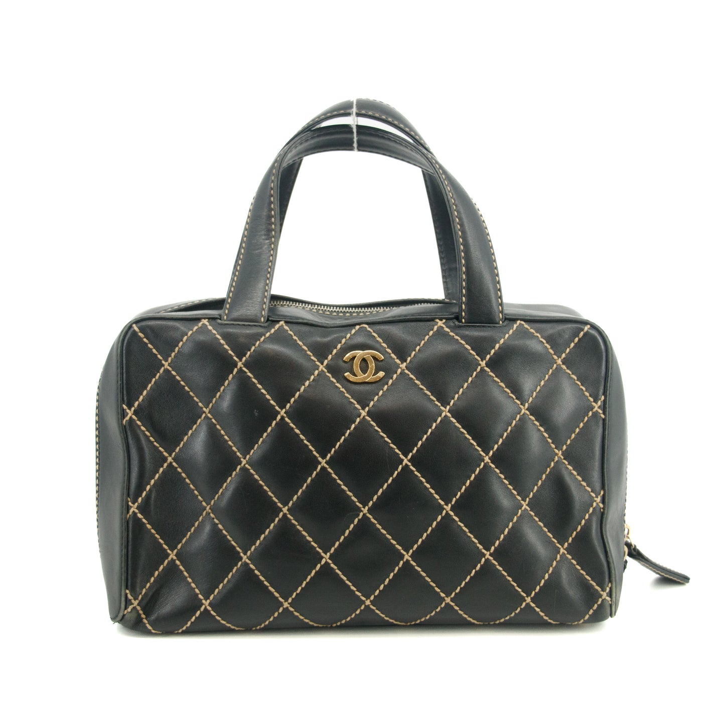 Chanel Wild Stitch CC Coco Mark Black Quilted Hand Bag #2704