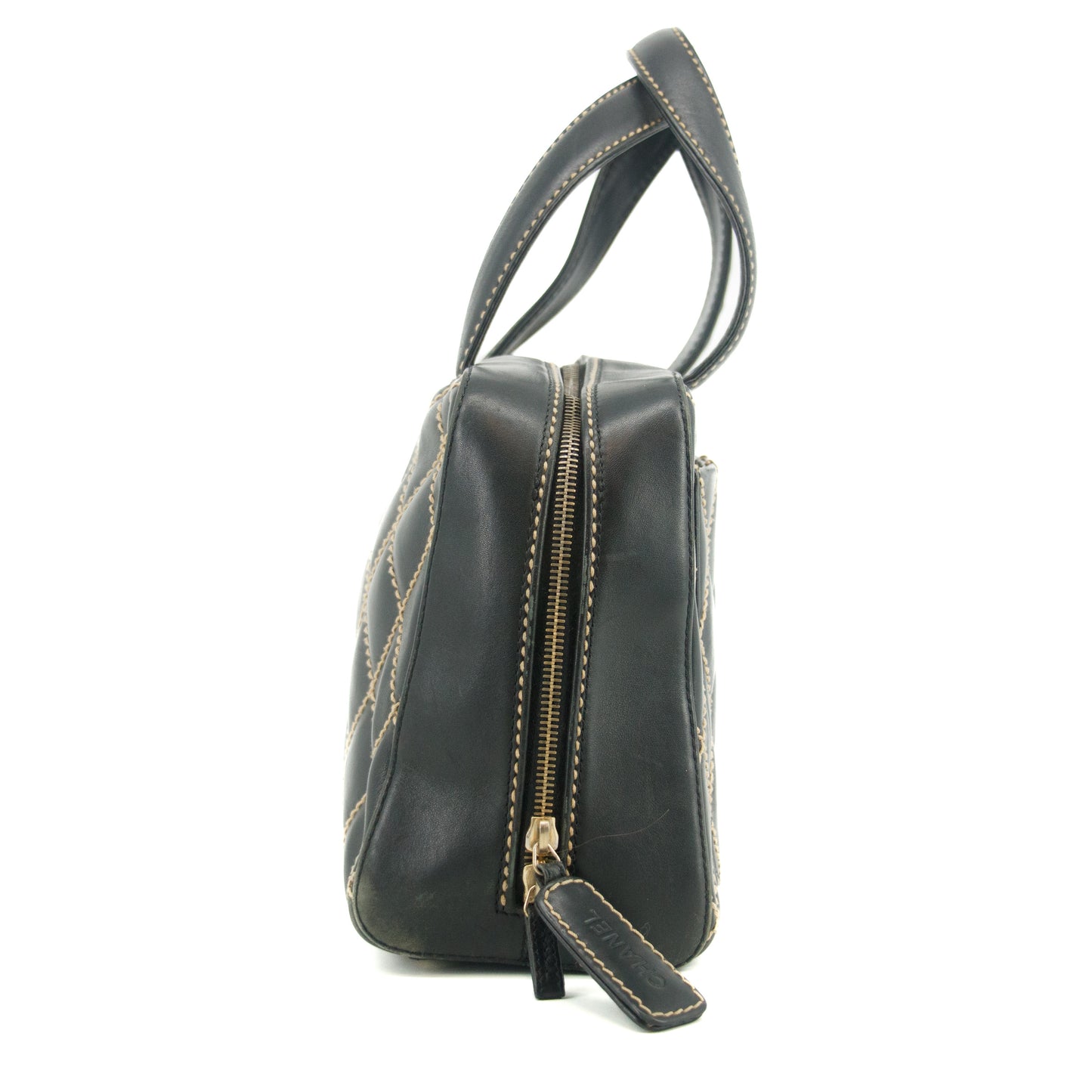 Chanel Wild Stitch CC Coco Mark Black Quilted Hand Bag #2704