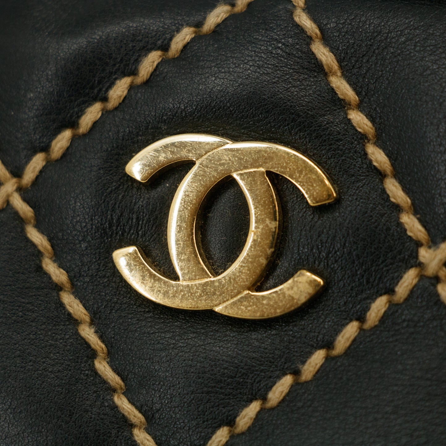 Chanel Wild Stitch CC Coco Mark Black Quilted Hand Bag #2704