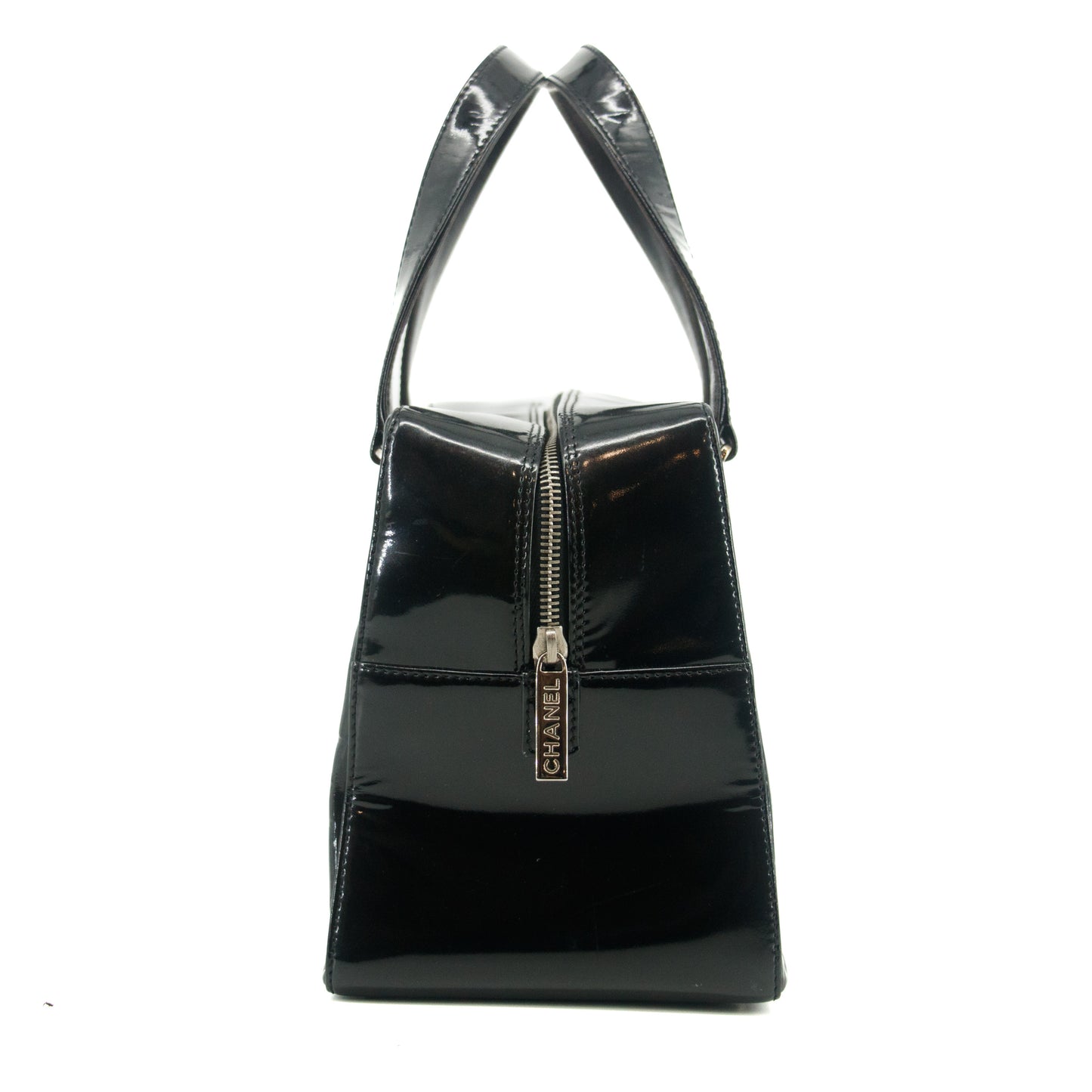 Chanel Chocolate Bar Black Patent Bowling Bag #2710