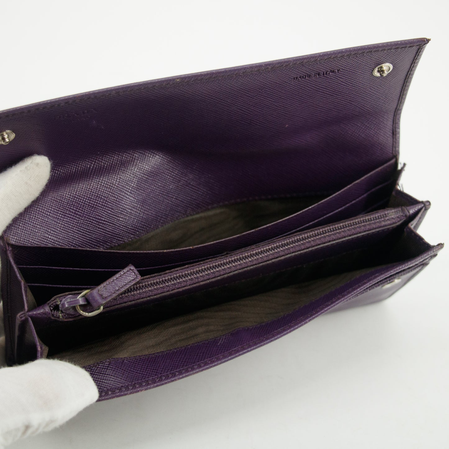 Prada Saffiano Leather Purple Long Wallet #3082