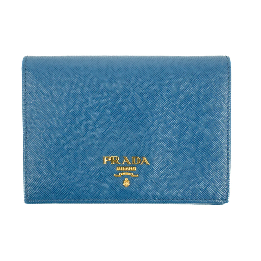 Prada Blue Saffiano Lux Leather Trifold Wallet #3143