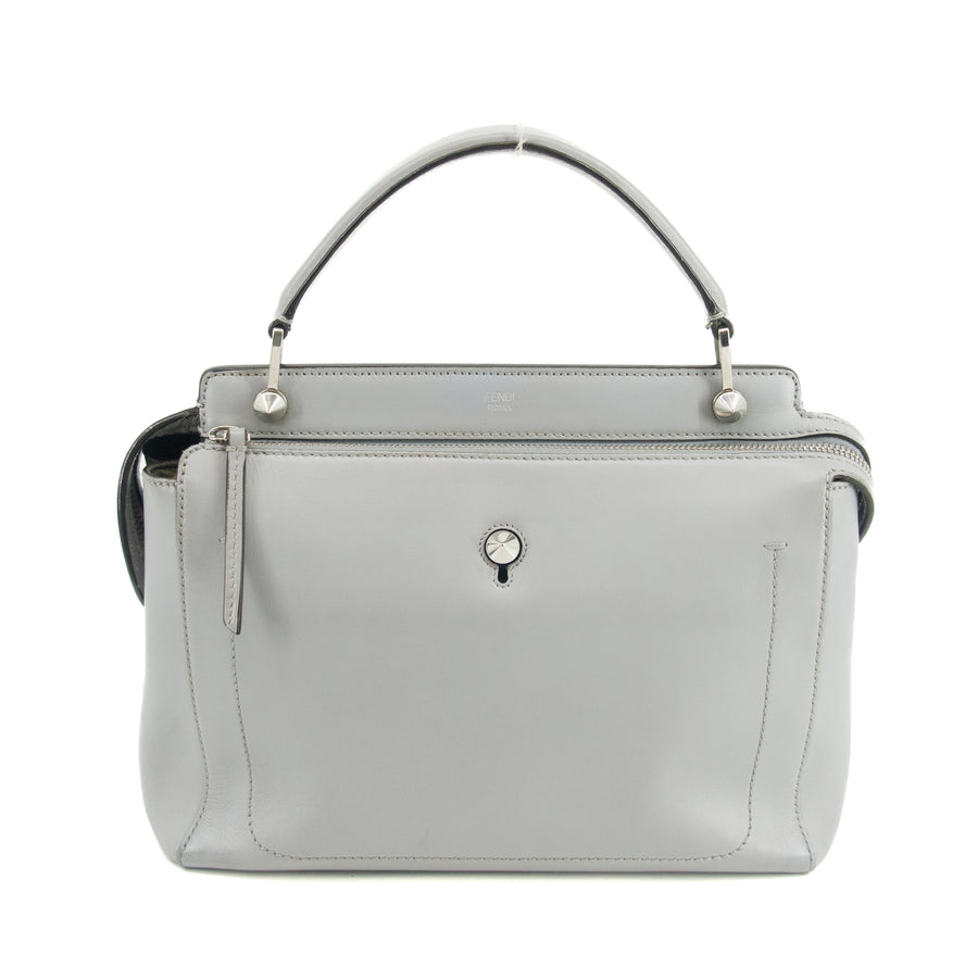 Fendi DotCom Leather Satchel Light Blue 2Way Shoulder Bag #3309