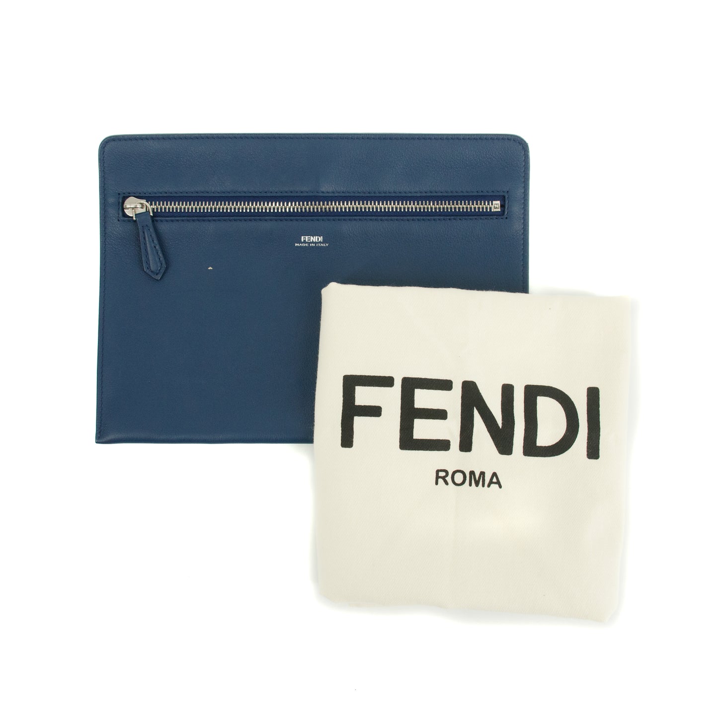 Fendi DotCom Leather Satchel Light Blue 2Way Shoulder Bag #3309